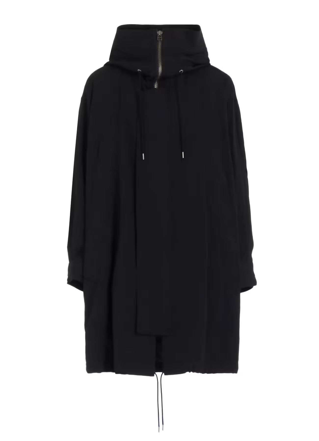 W/GABARDINE HIGH NECK HOODED MODS COAT / BLACK  [GA-C10-101-1]