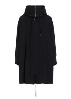 W/GABARDINE HIGH NECK HOODED MODS COAT / BLACK  [GA-C10-101-1]