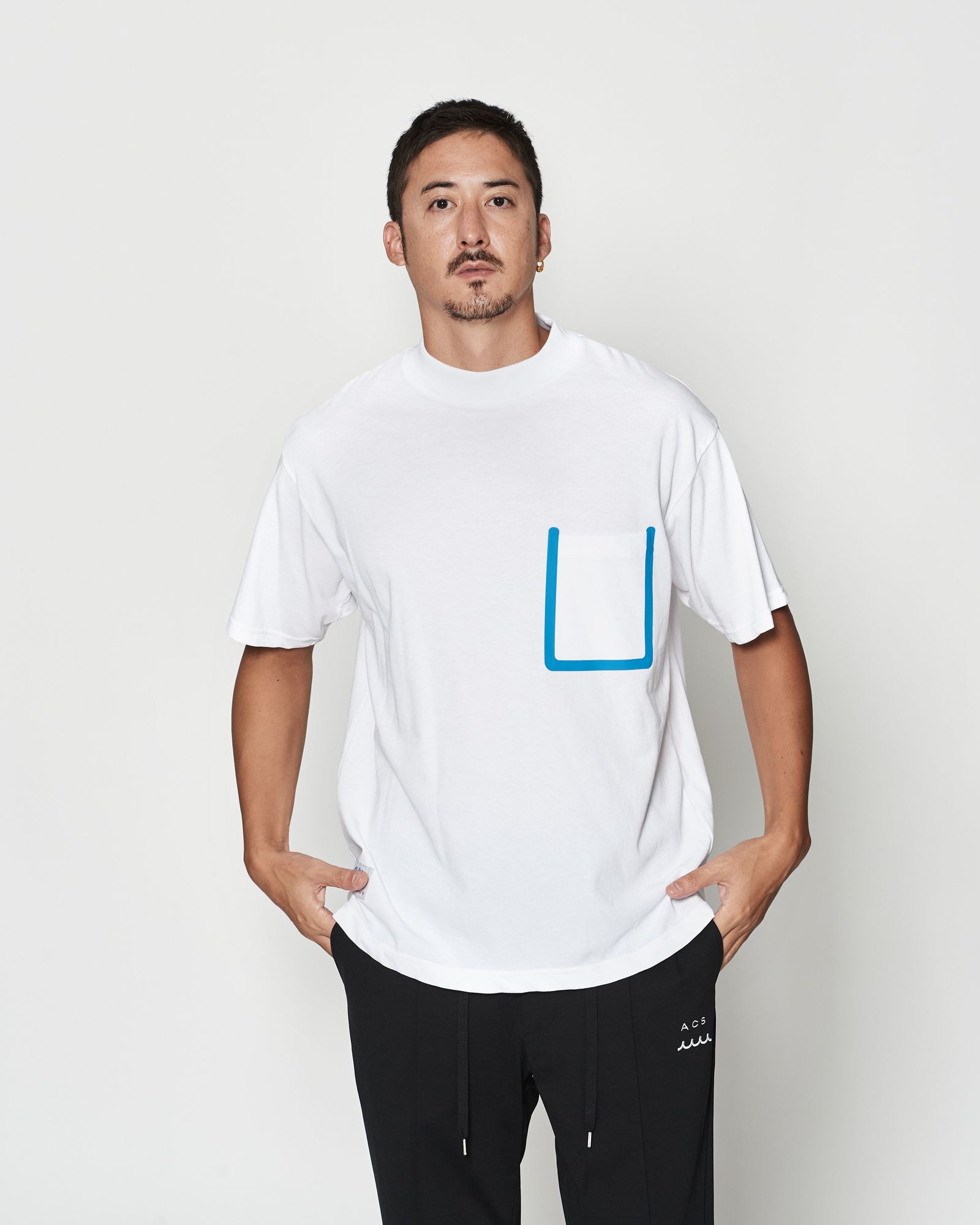 ☆先行予約☆muta MARINE × ACANTHUS  / モックネックポケットTシャツ / Mock Neck Pocket Tee / WHITE 【MA2633】