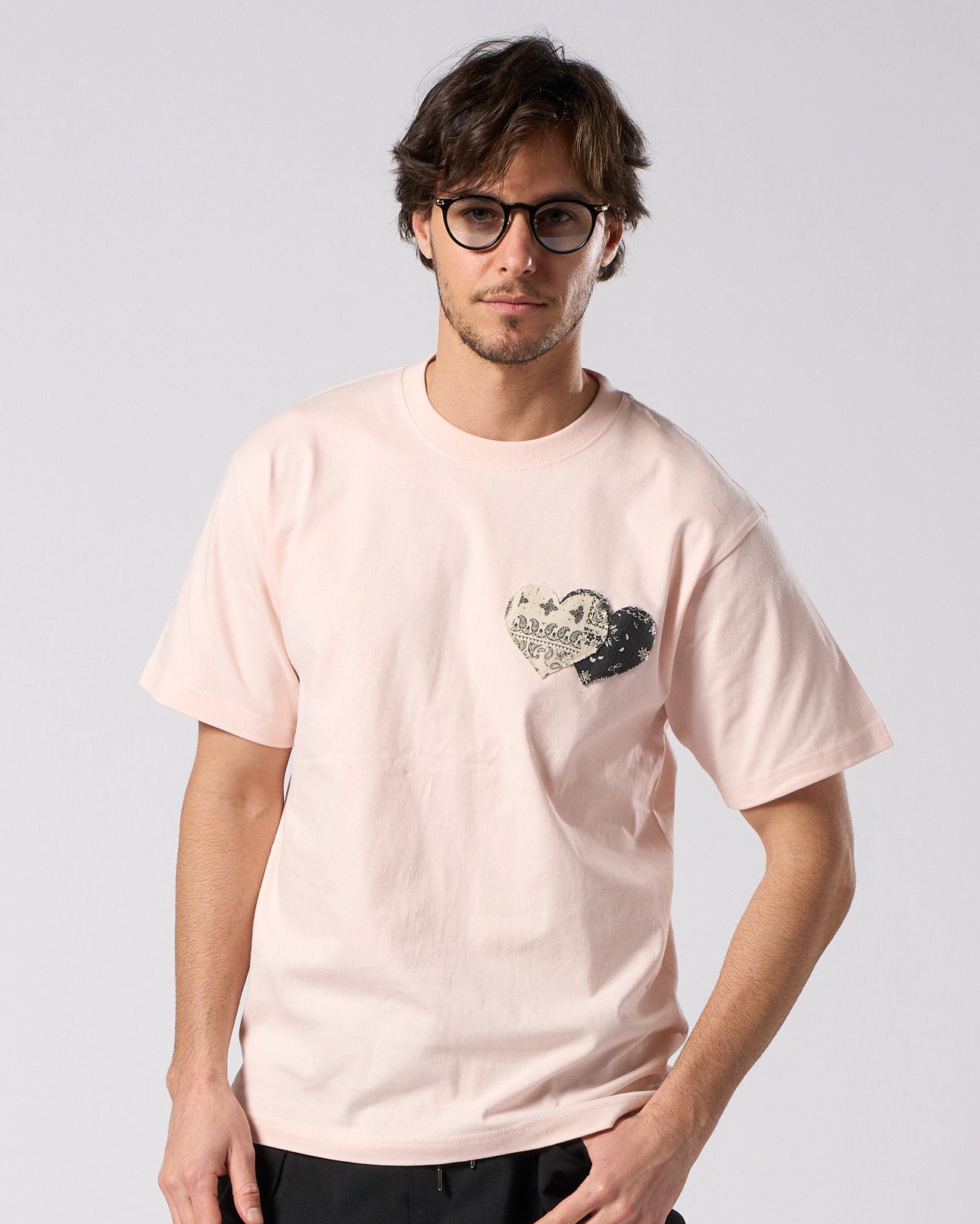 ☆先行予約☆ バンダナ パネル TハートTシャツ / bandana panel heart T / PINK[7402 cj51i]