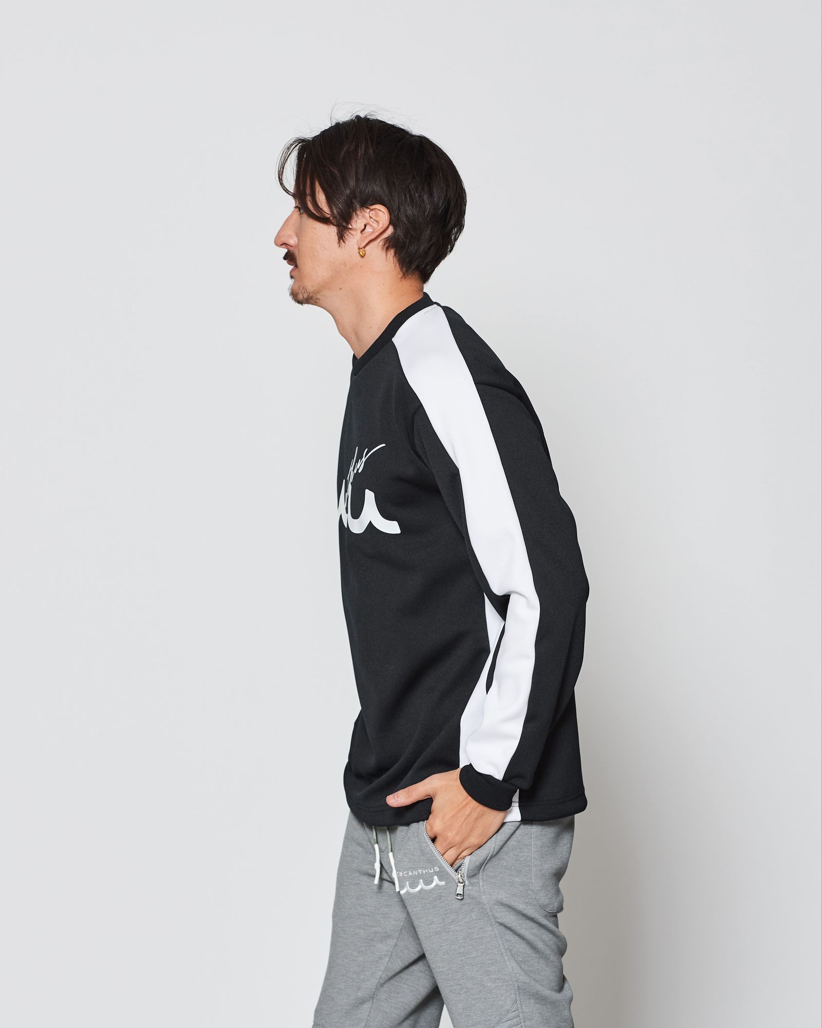 ACANTHUS × muta MARINE / muta Soccor Jersey Top / ジャージトップス / BLACK WHITE 【MA2538】