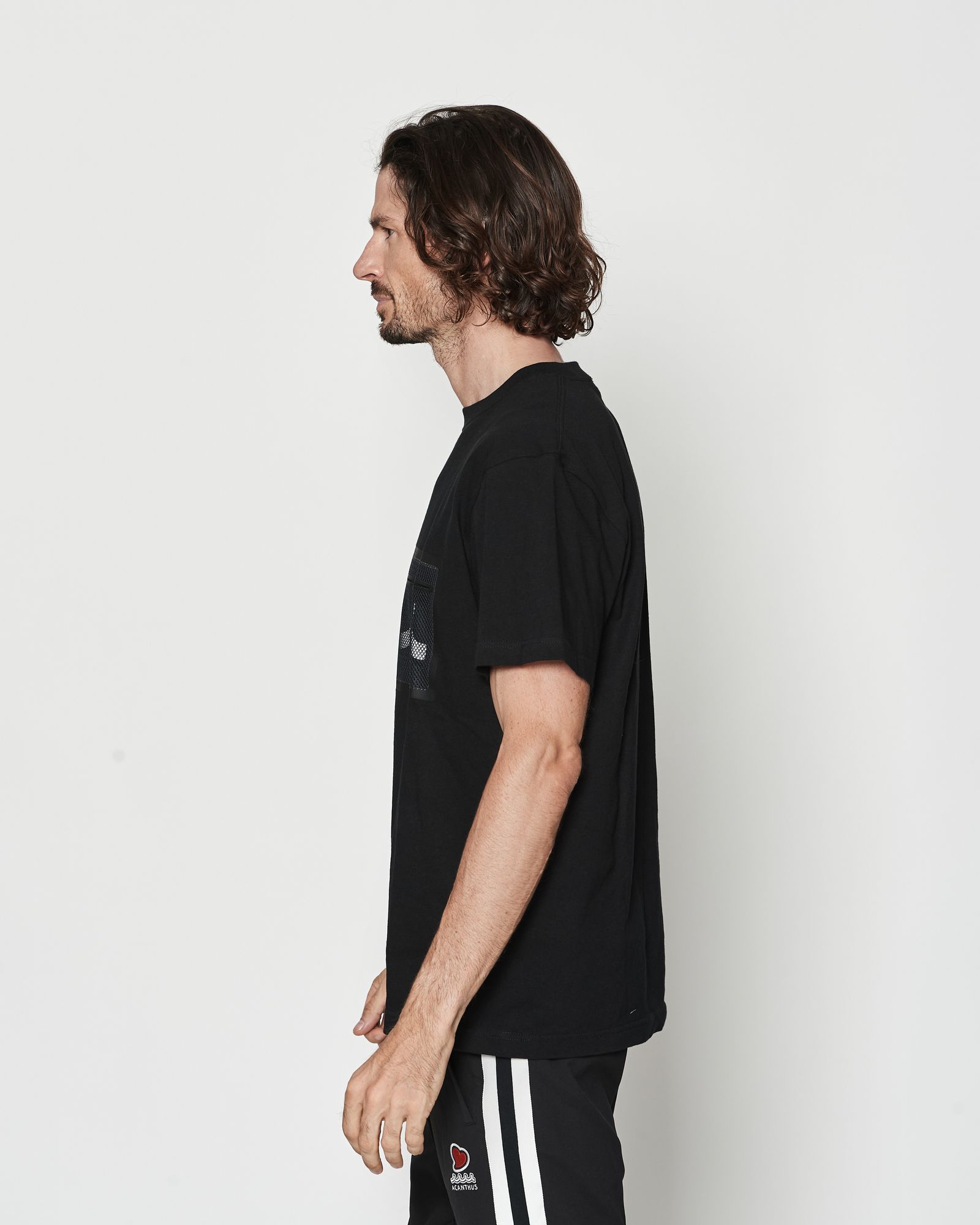☆先行予約☆muta MARINE × ACANTHUS  / メッシュトリミングポケットTシャツ  /  Mesh Trimming Pocket Tee / BLACK BLACK【MA2615】