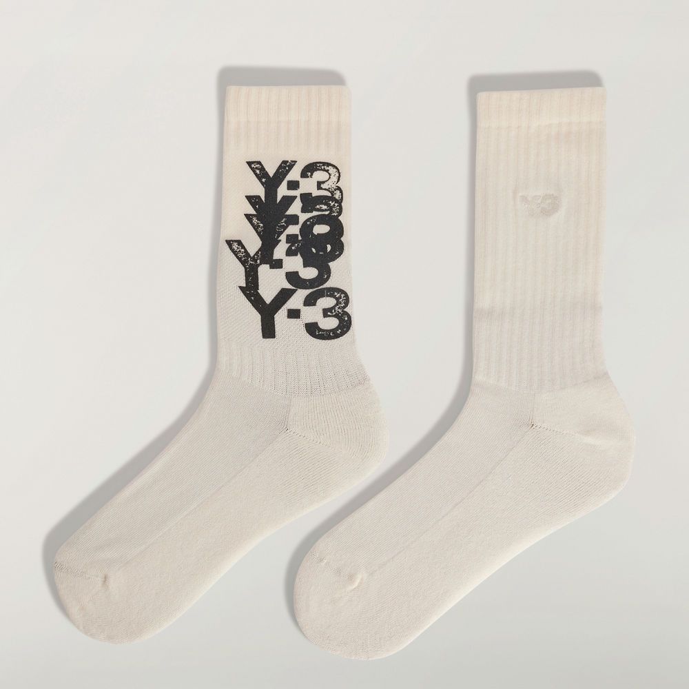 ソックス / Y-3 GRAPHIC CREW SOCKS / CHALK WHITE [KT3210-ACCS26]