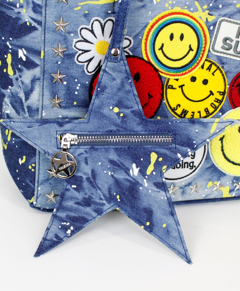 TRE STAR - スマイリーワッペントートバッグ Sサイズ SMILY WAPPEN TOTE - S [TSWS-01] PAINT DENIM  | MAVERICK GROUP ONLINE STORE