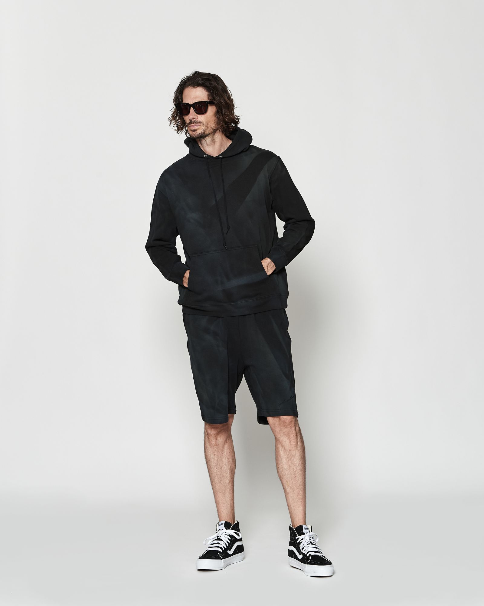 ☆先行予約☆ エイジングダイ スウェットフーディー / パーカー / Aging Dye Hooded Sweatshirt / BLACK【HJ2602】