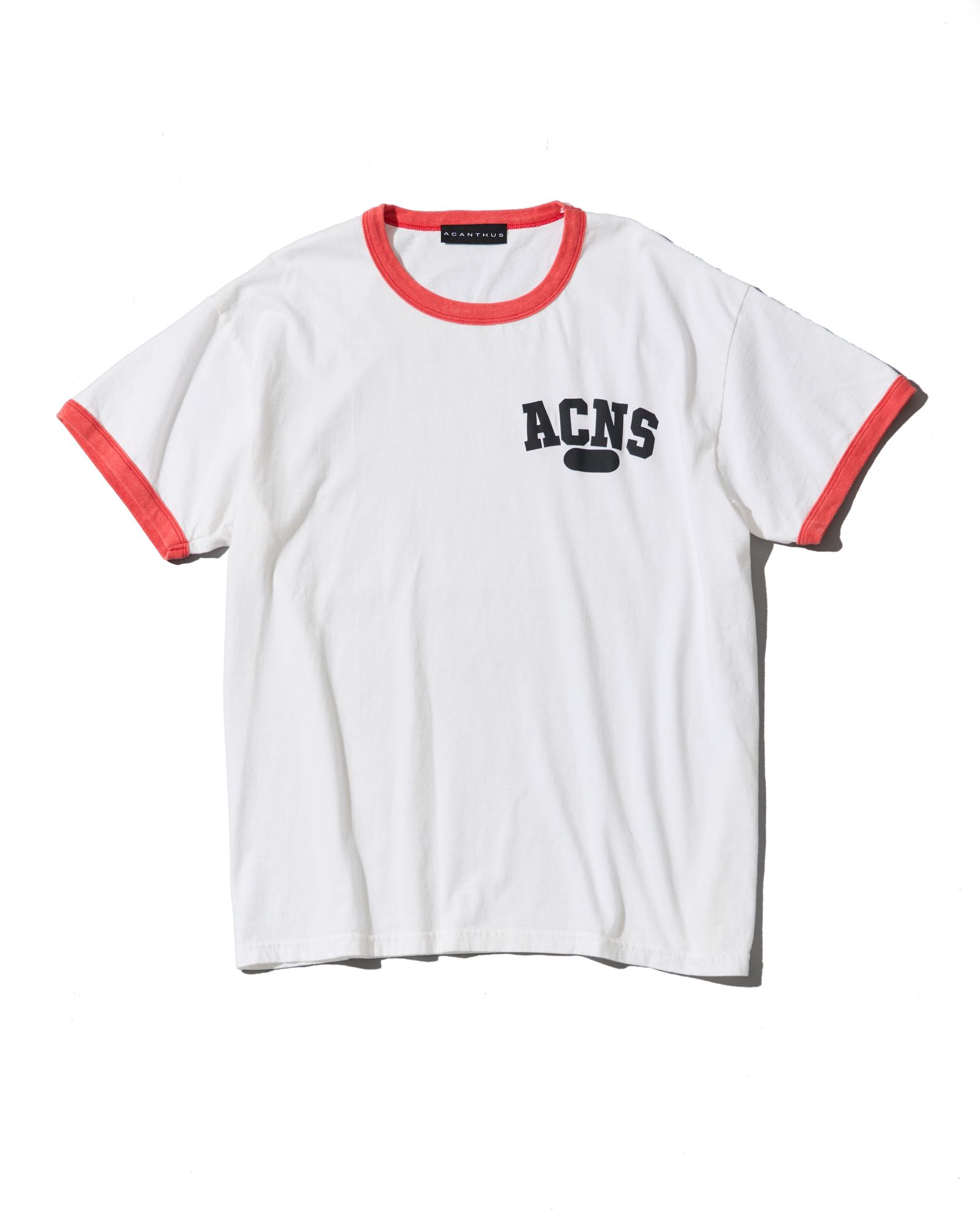 ☆先行予約☆ カレッジロゴリンガーTシャツ  / Aging College Logo Ringer Tee / WHITE RED【CT2607】