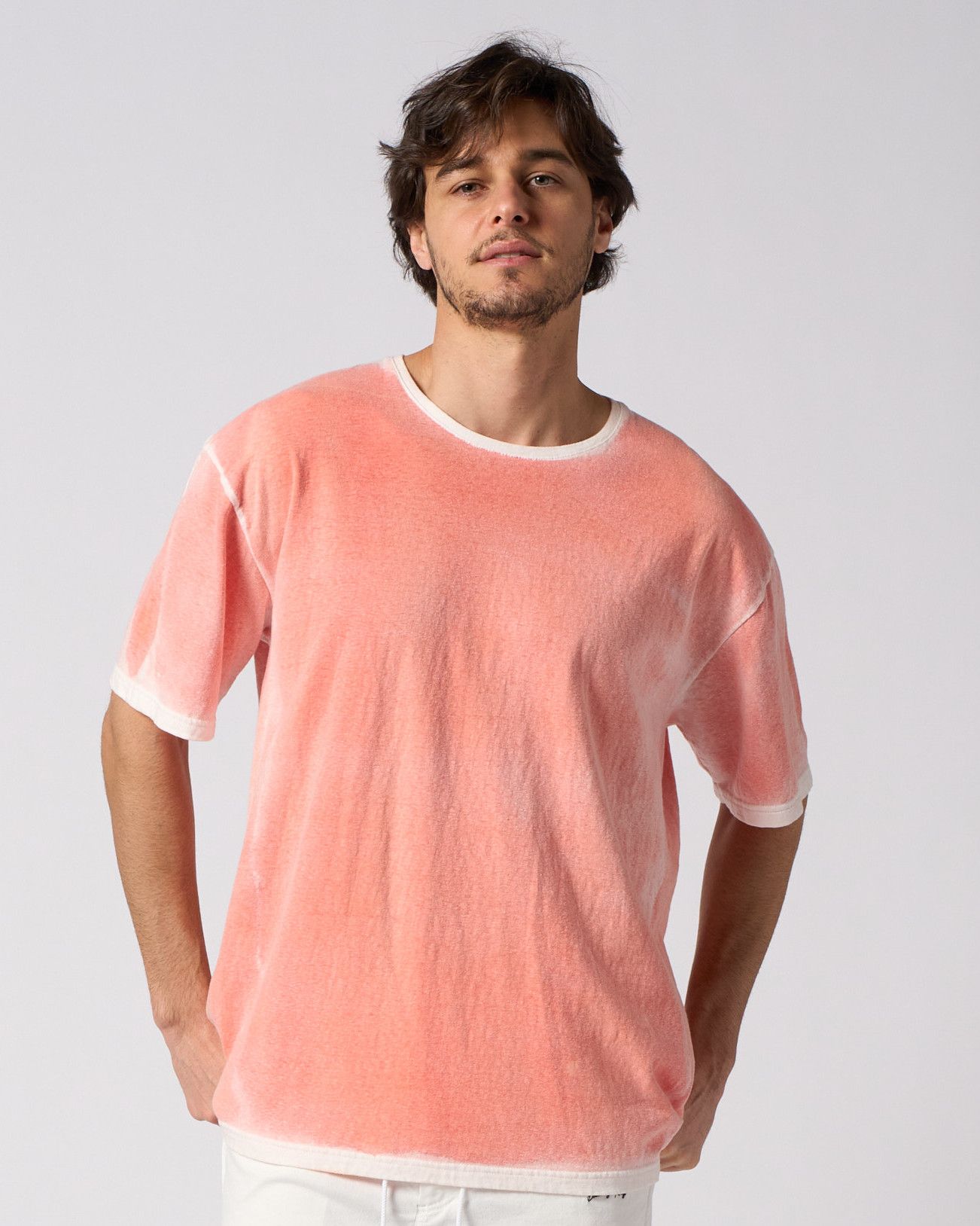 ☆先行予約☆ スプレー加工カットソー /  back-spray dye S/S / FADE ORANGE [7135 cj75i]