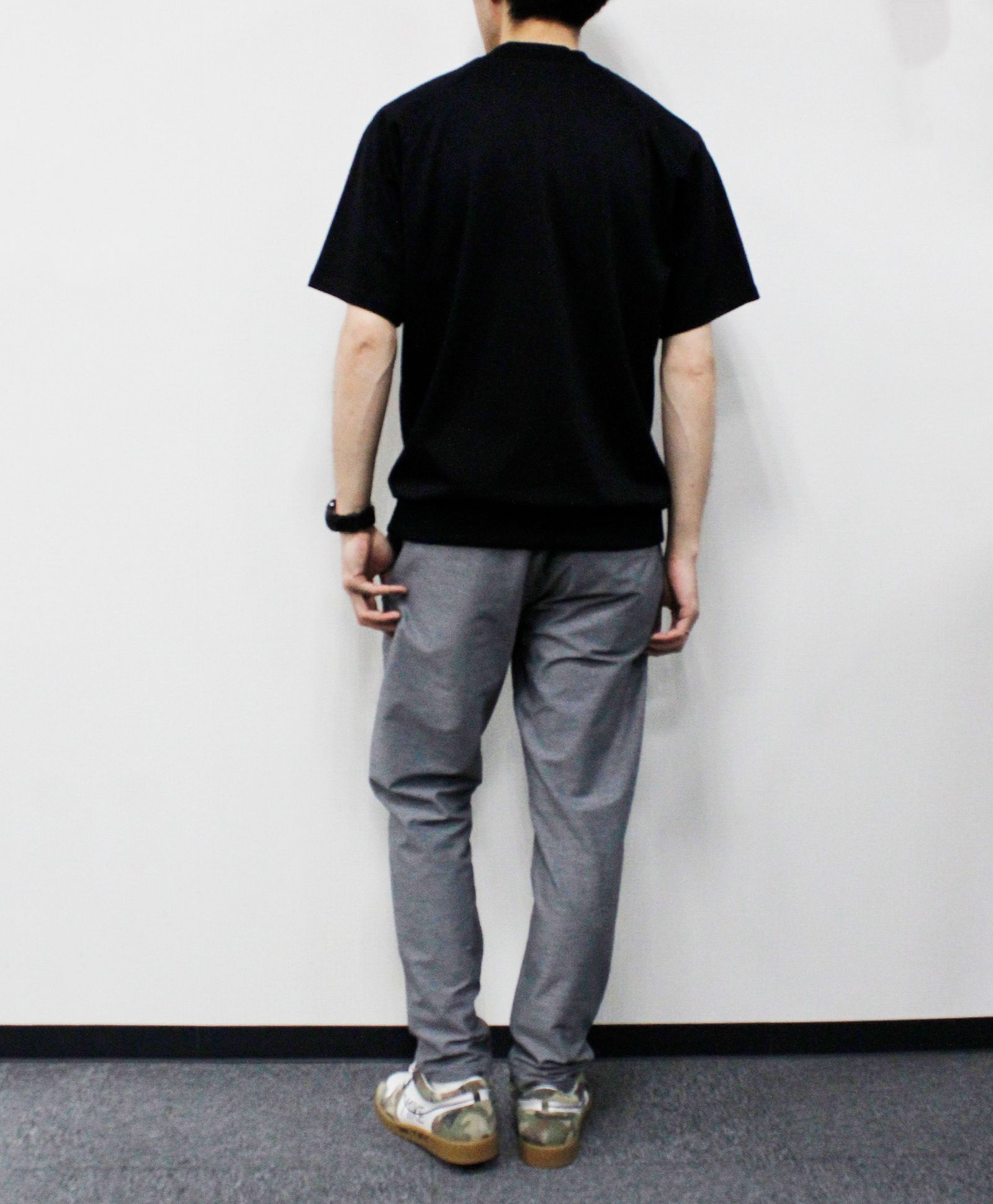 ICE PACK NYLON リバーニット モックネックラグランTee  / ブラック [76006]