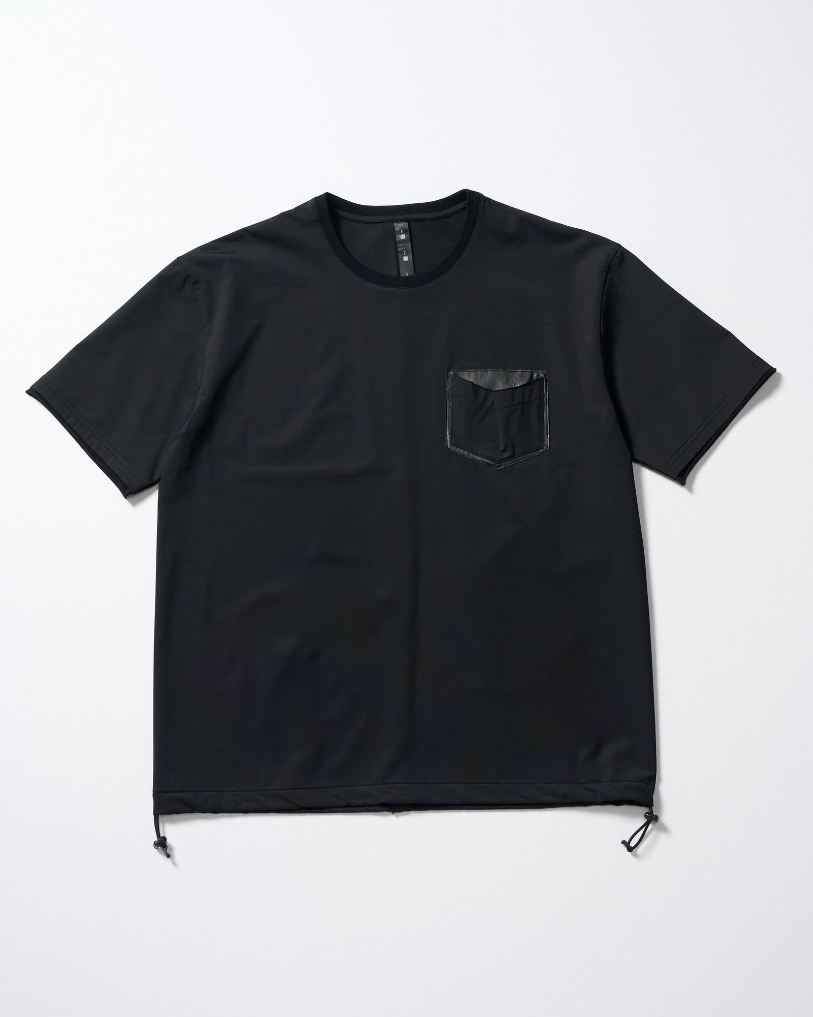 ☆先行予約☆ レザーポケット S/S  Tシャツ /  drawstring leather pocket S/S / BLACK [7132 ny58i]