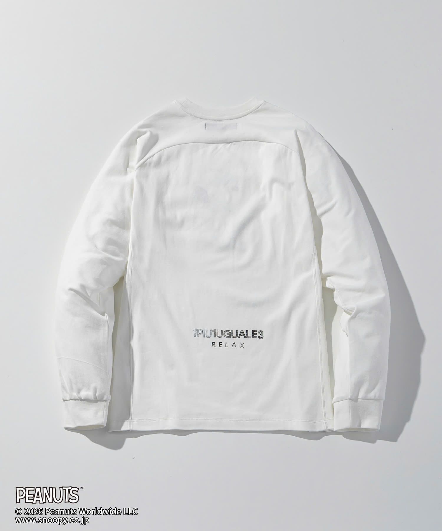 1PIU1UGUALE3 RELAX × PEANUTS / 【スヌーピー】ジョー・クルー＆ウッドストックロングTシャツ / ホワイト【UST-26094】