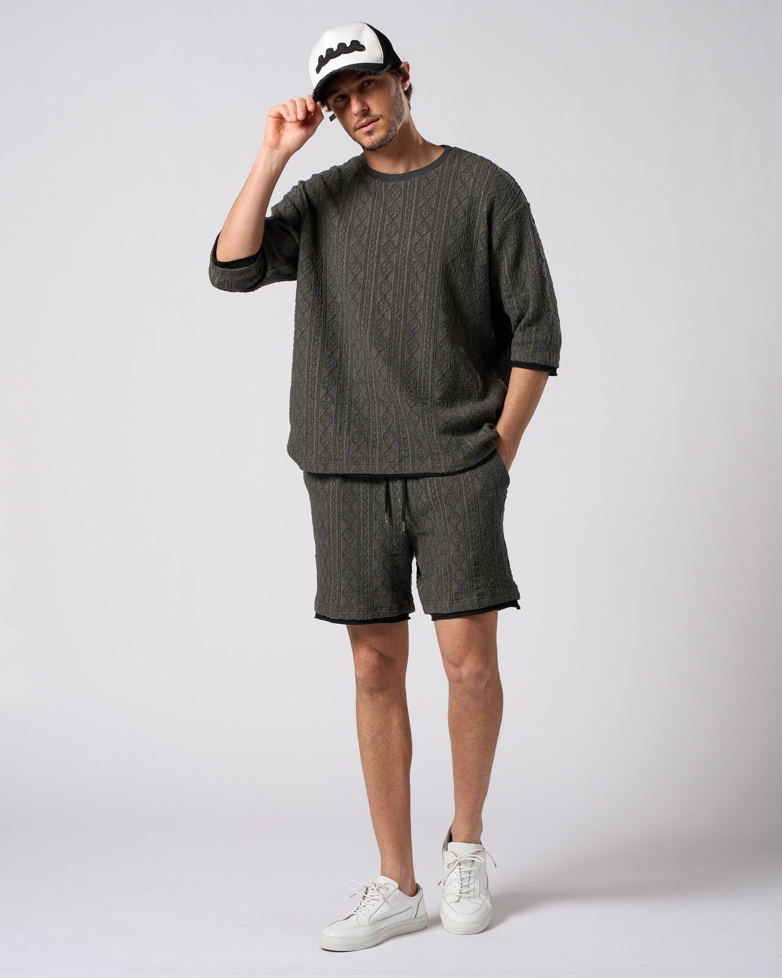 ☆先行予約☆ muta × wjk  / ウェーブ カットオフ メッシュキャップ / wave cut-off mesh cap / BLACK x WHITE 【810 mw05i】