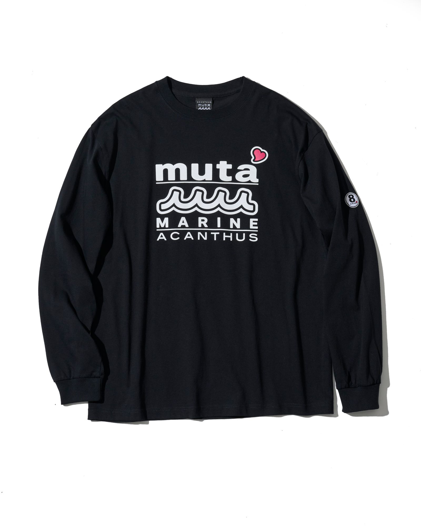 ☆先行予約☆muta MARINE × ACANTHUS  / WネームロゴロングスリーブTシャツ /  W-name logo L/S tee / BLACK【MA2727】