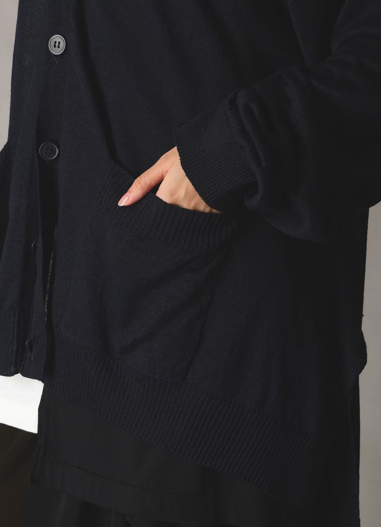 LINEN BIG CARDIGAN / BLACK [GK-K06-360-2]