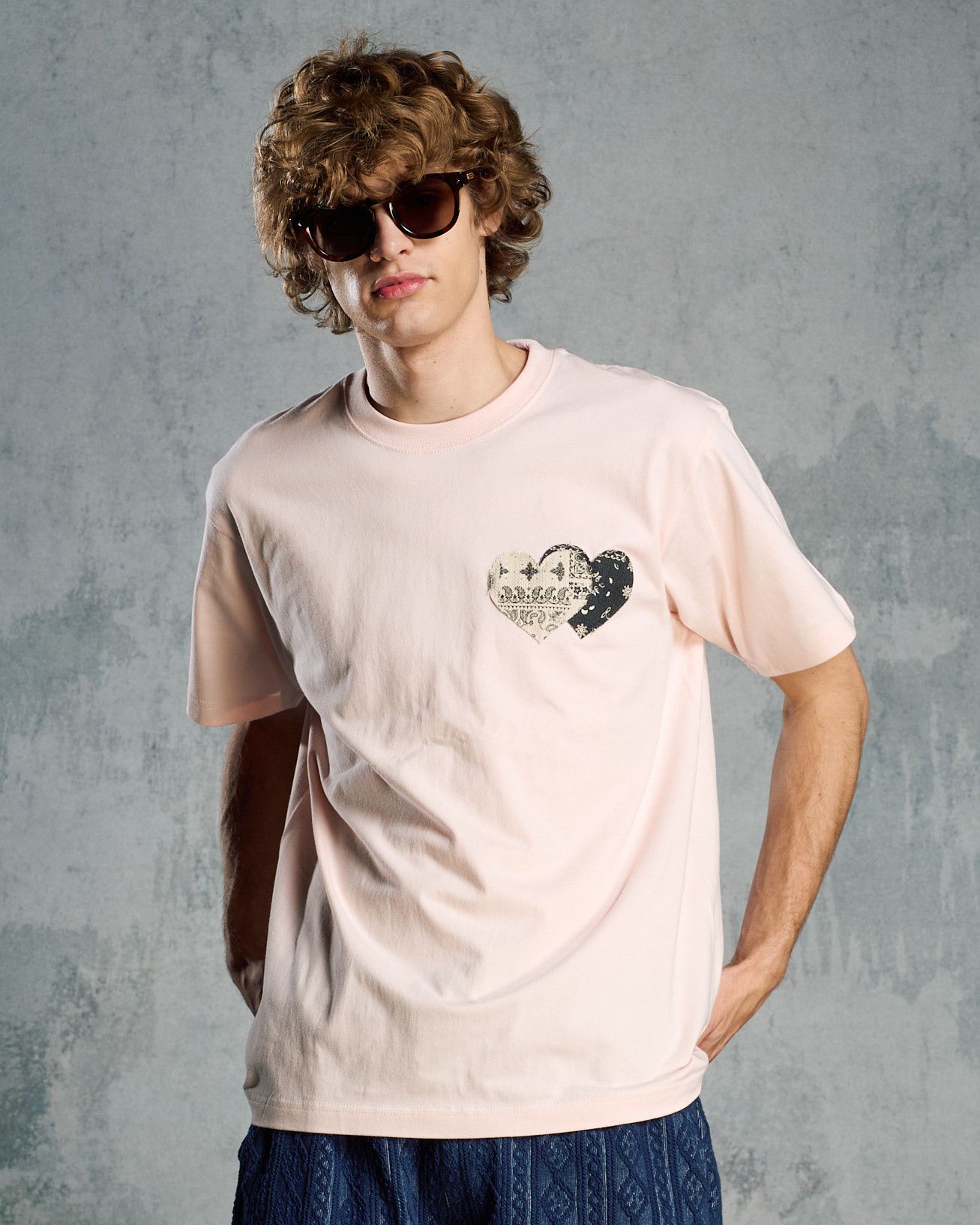 ☆先行予約☆ バンダナ パネル TハートTシャツ / bandana panel heart T / PINK[7402 cj51i]