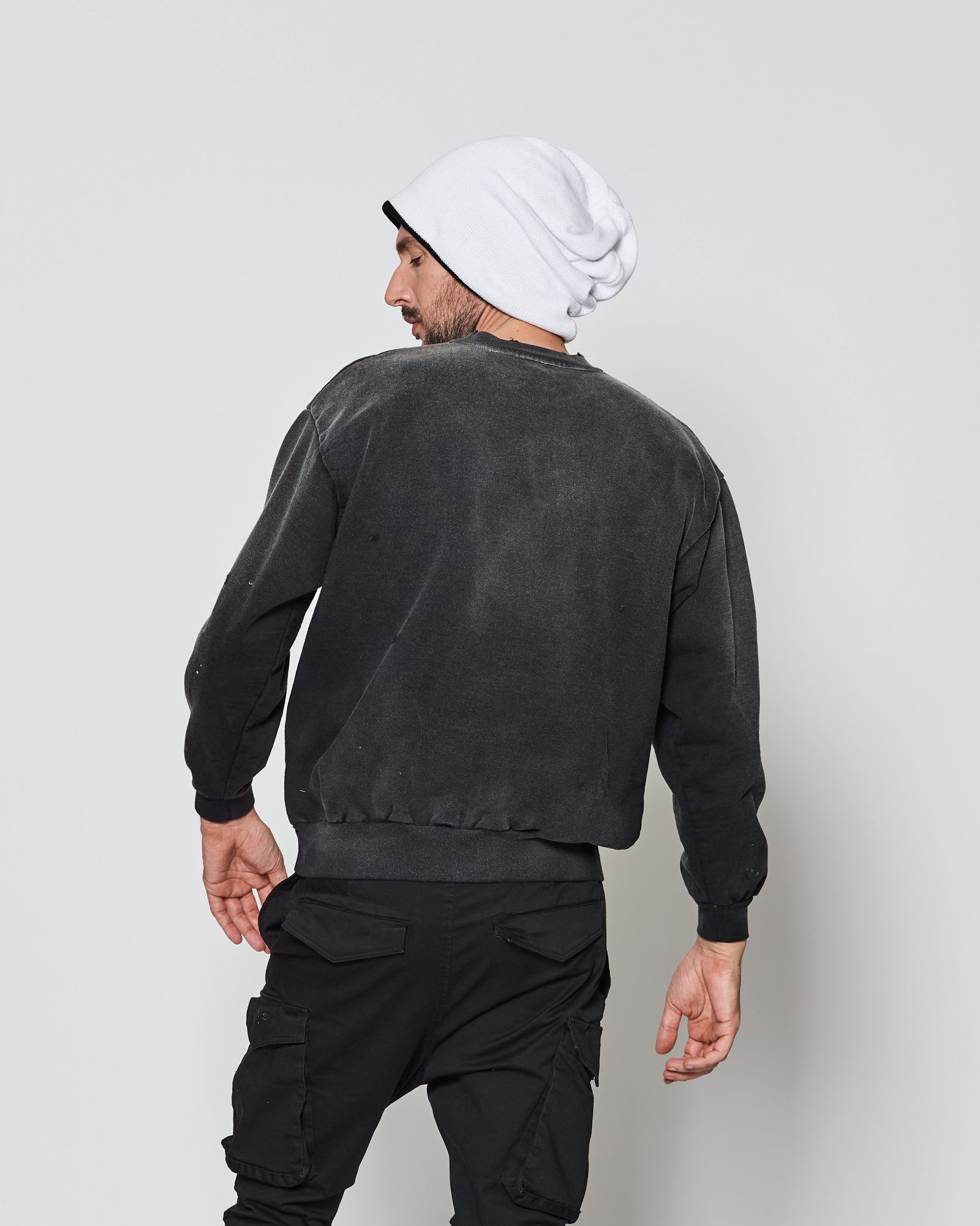 Damaged Crewneck Sweatshirt / スウェット / FADEDBLACK 【DH2503】