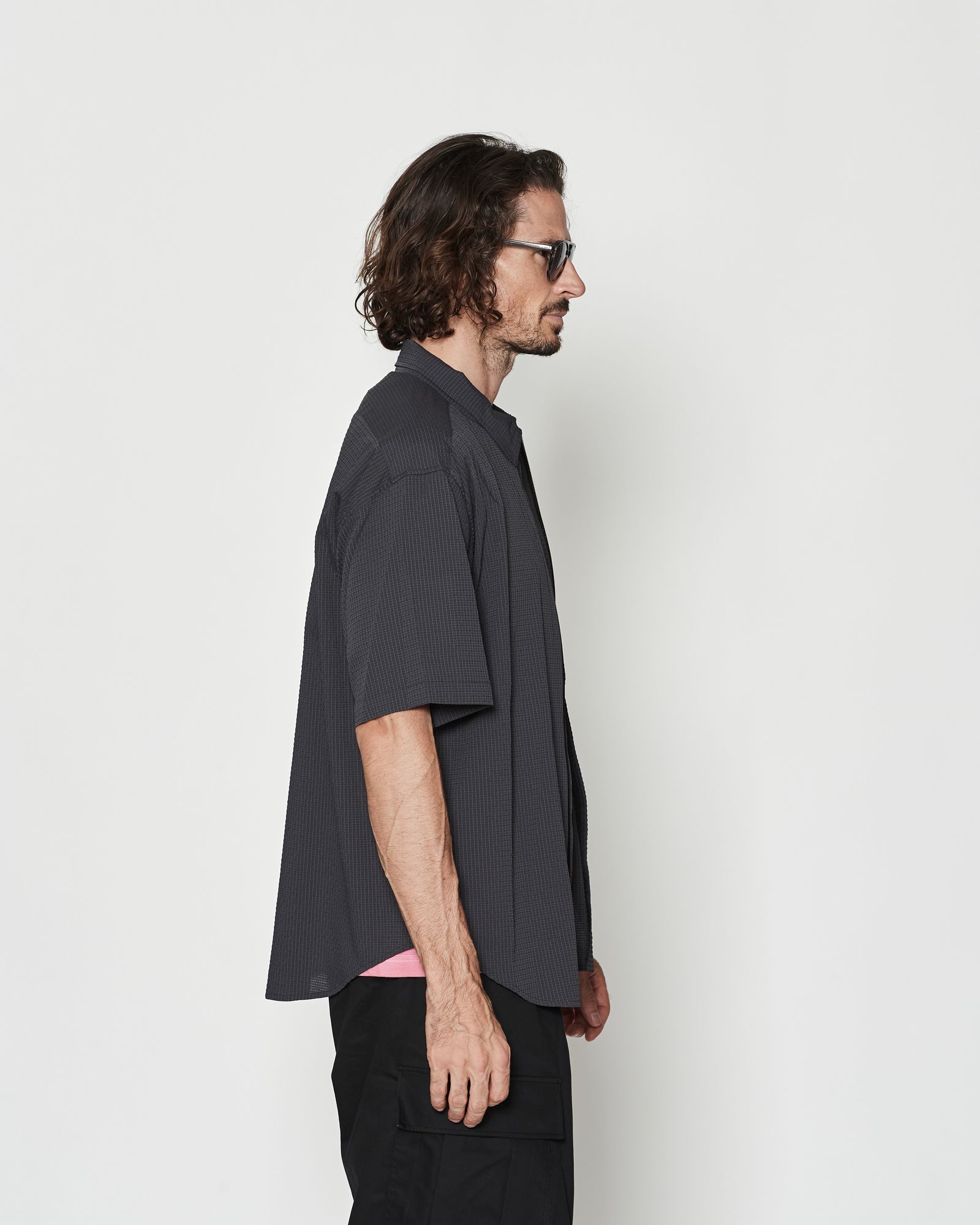 ☆先行予約☆ Dot Air®ジップアップショートスリーブシャツ / Dot Air® Zip Up S/S Shirt / CHARCOAL【SH2601】