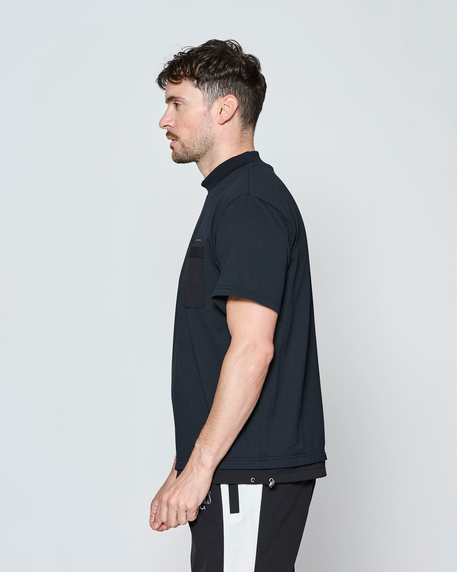 ☆先行予約☆muta MARINE × ACANTHUS  / メッシュモックネック半袖Tシャツ /  Mesh Mockneck S/S Top / BLACK【MA2714】