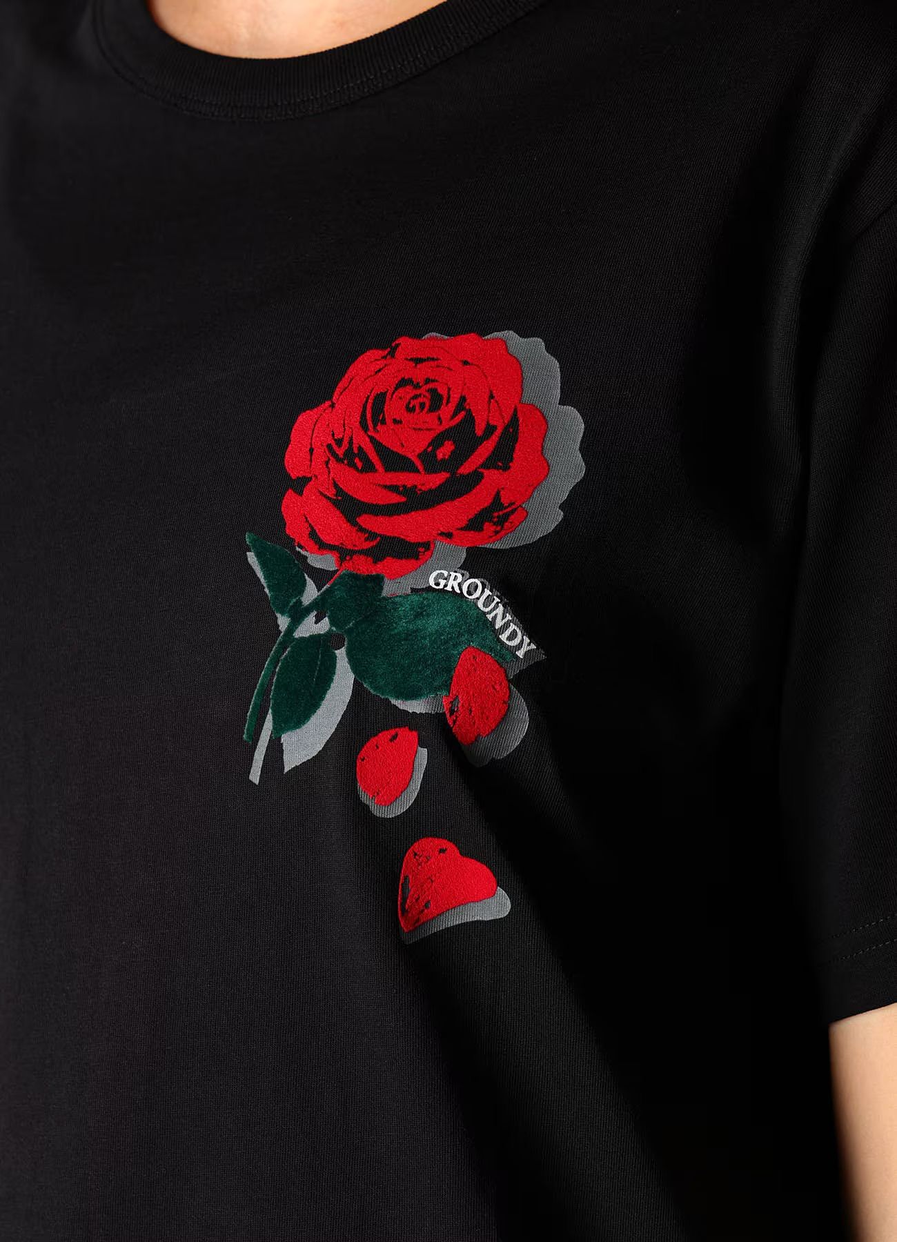 ROSE T-SHIRT / BLACK [GQ-T02-071-1]