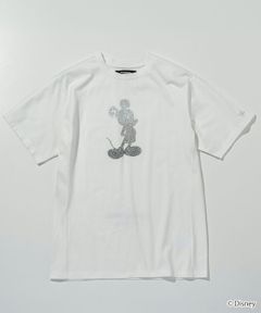 【ミッキーマウス】【ミッキーマウス】グラデーションラインストーン半袖Tシャツツ / ホワイト【UST-25136】