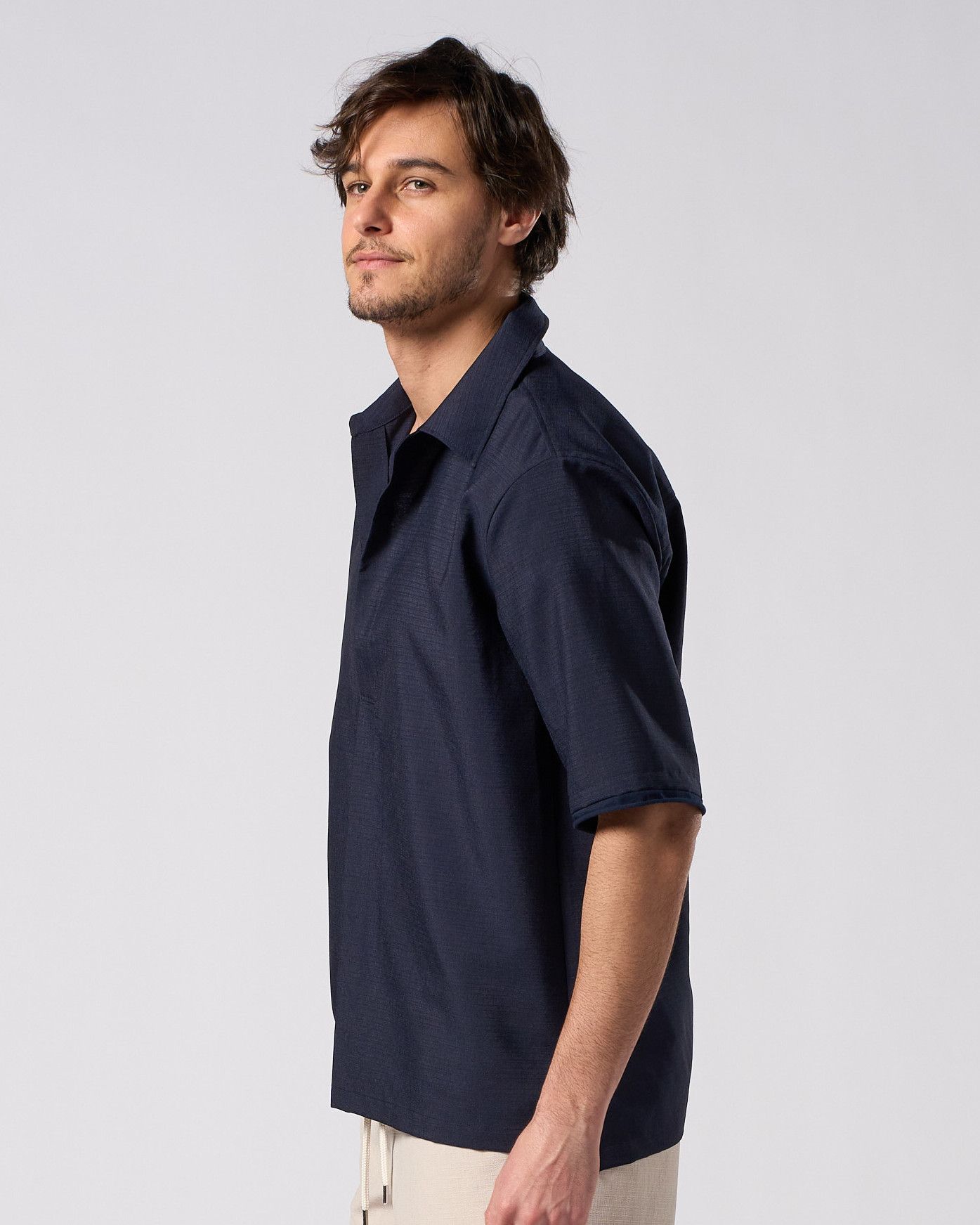 ☆先行予約☆ スキッパー シャツハーフスリーブシャツ /  skipper shirt H/S / NAVY [4907 pe49i]