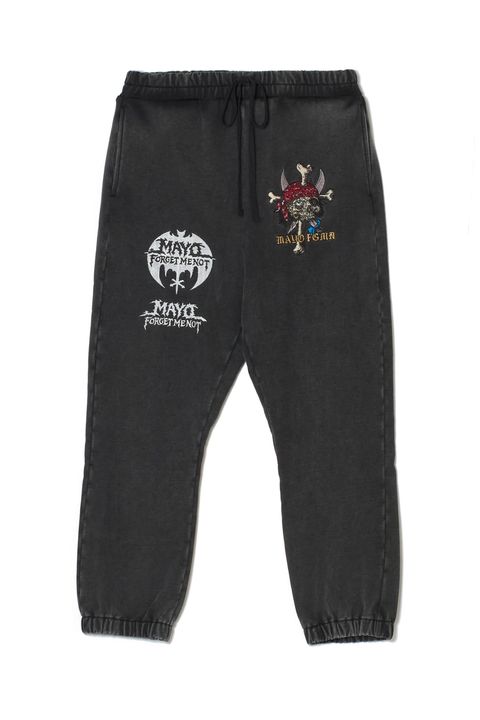 スカル 刺繍スウェットパンツ 裏パイル / MAYO BANDANA SKULL EMBROIDERY SWEAT PANTS  / ブラック [26MY-SSWP003]