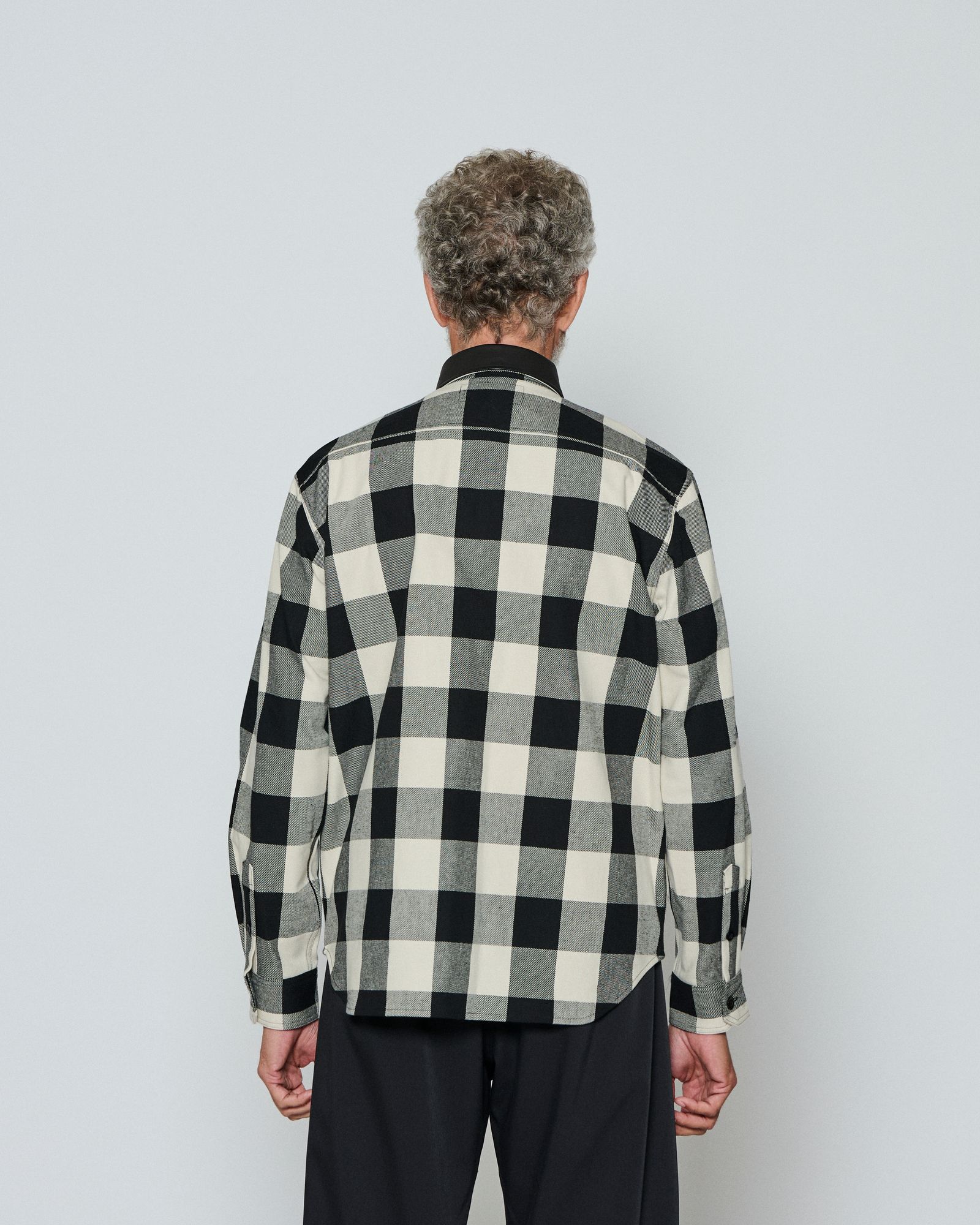☆先行予約☆/ レザーカラーチェックシャツ / Leather Collar Check Shirts / WHITE CHECK 【SH2603】