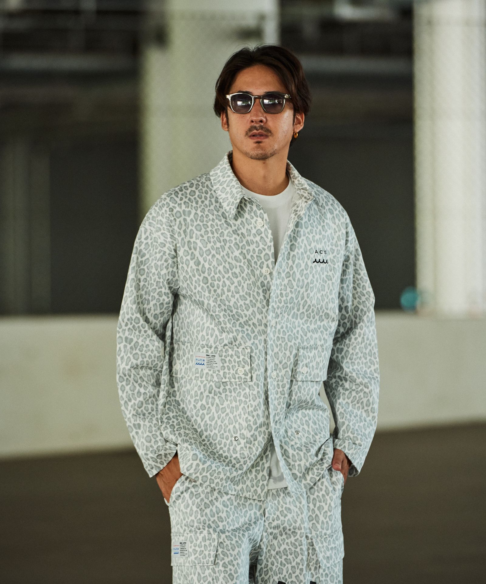 ACANTHUS × muta MARINE / muta Military Shirt Jacket / ミリタリーシャツジャケット / WHITE LEOPARD 【MA2502】