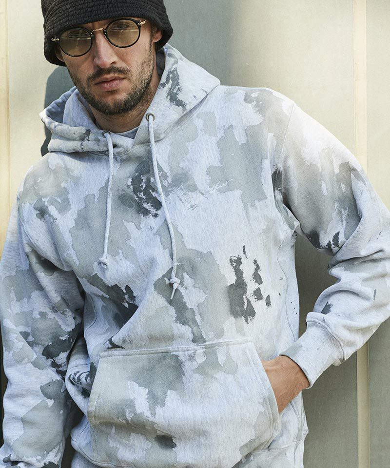 ハンドペイント スウェット パーカー / グレー / Hand Paint Hooded Sweatshirt  / GREY【HJ2306】