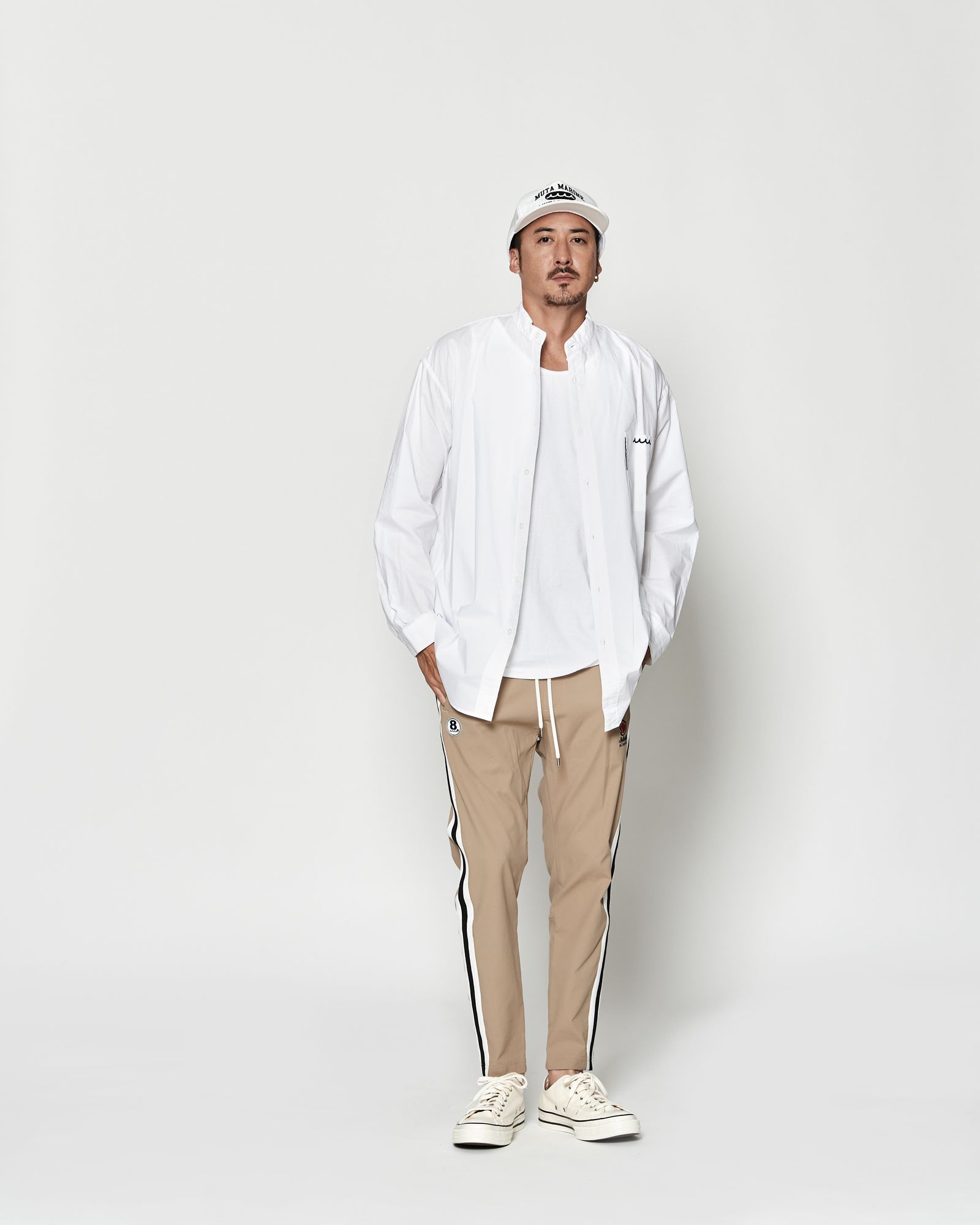 ☆先行予約☆muta MARINE × ACANTHUS  / オーバーサイズバンドカラーシャツ / Oversized Band Collar Shirt / WHITE【MA2630】