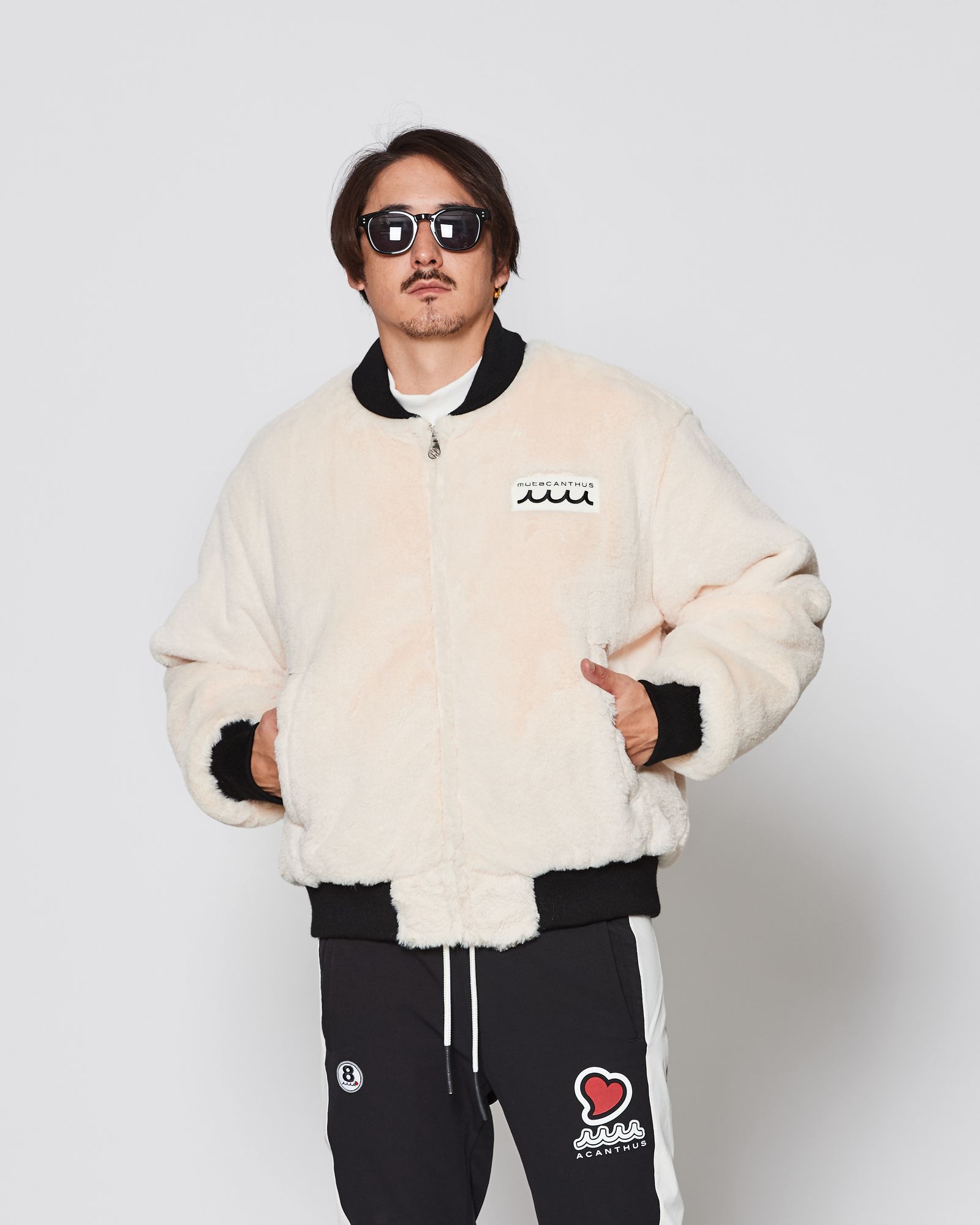 ☆先行予約販売2025年11月中旬～12月中旬頃入荷予定☆ ACANTHUS × muta MARINE / muta Faux Fur Bomber Jacket  / ファーボンバージャケット / WHITE 【MA2530】