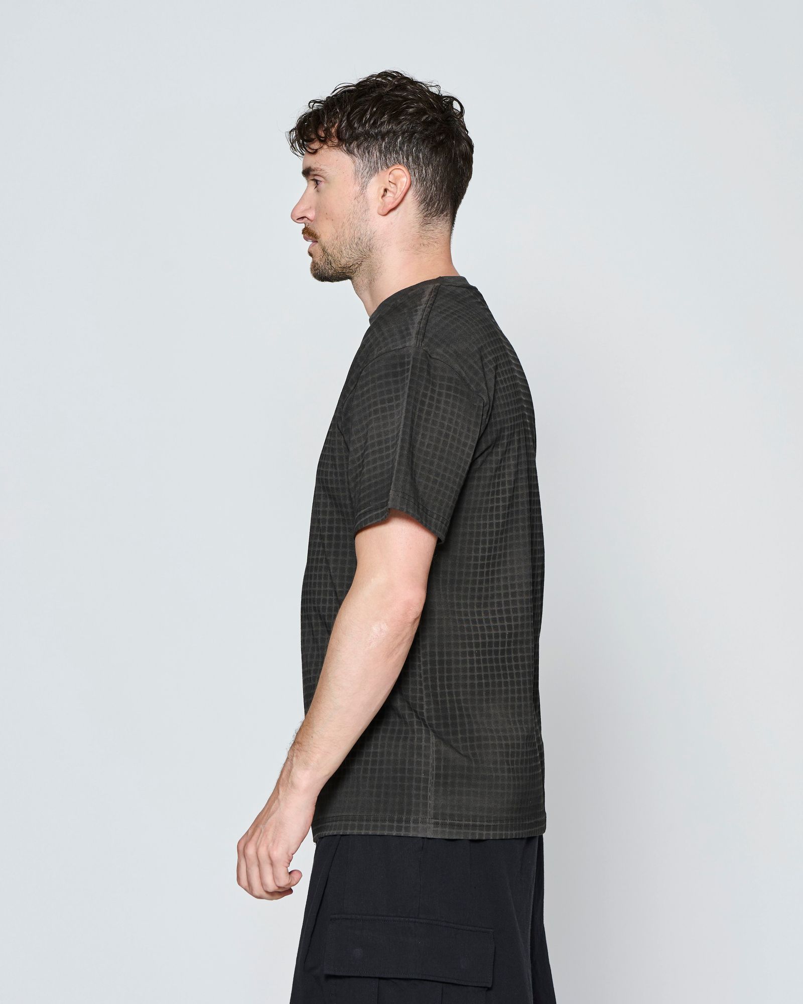 ☆先行予約☆ グリッドプリント Tシャツ  /  Grid Print Tee / CHARCOAL【CT2704】
