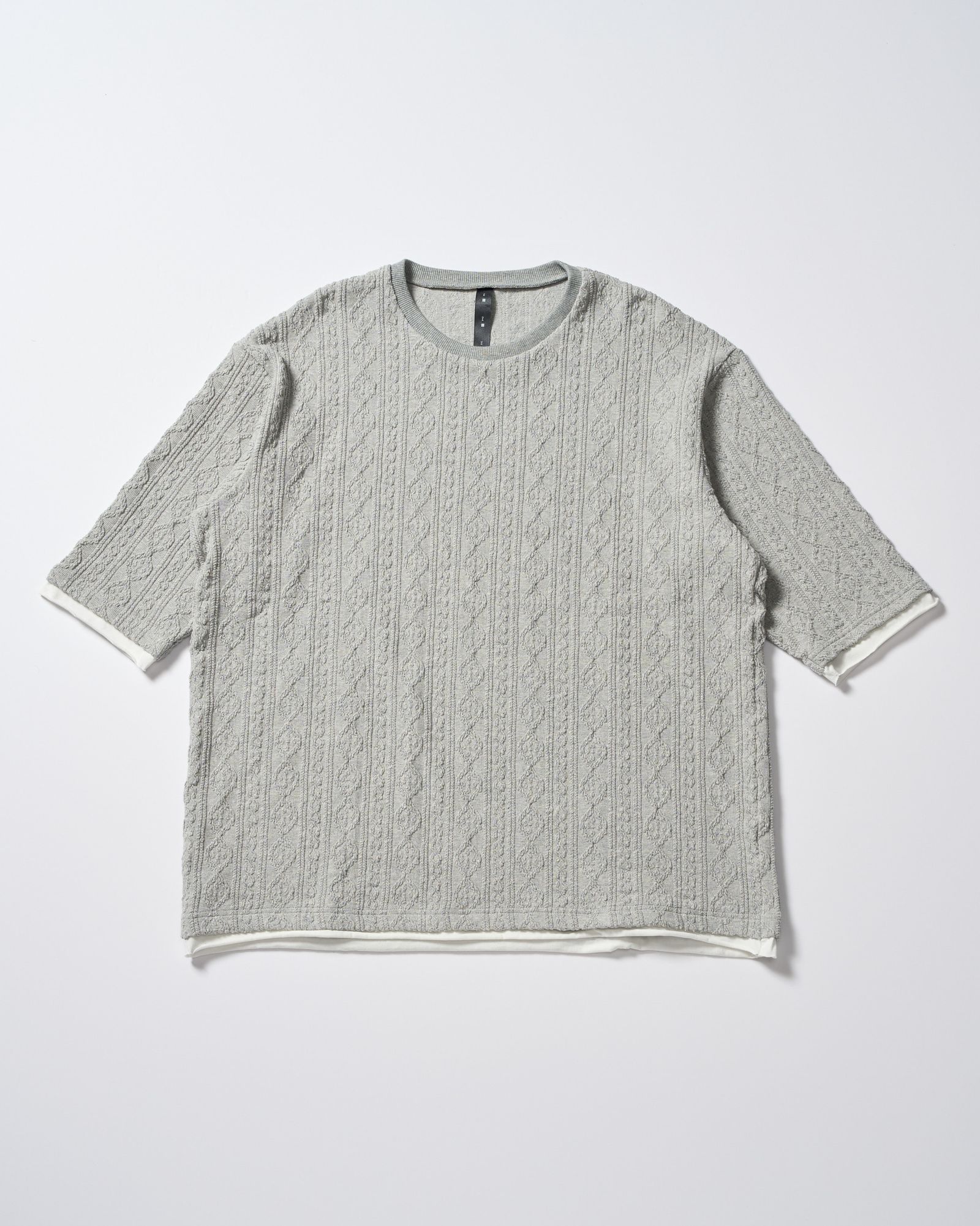 ☆先行予約☆ ジャガードサマーニット ハーフスリーブ /  jacquard summer knit H/S / T.GRAY[7401 kc01i]