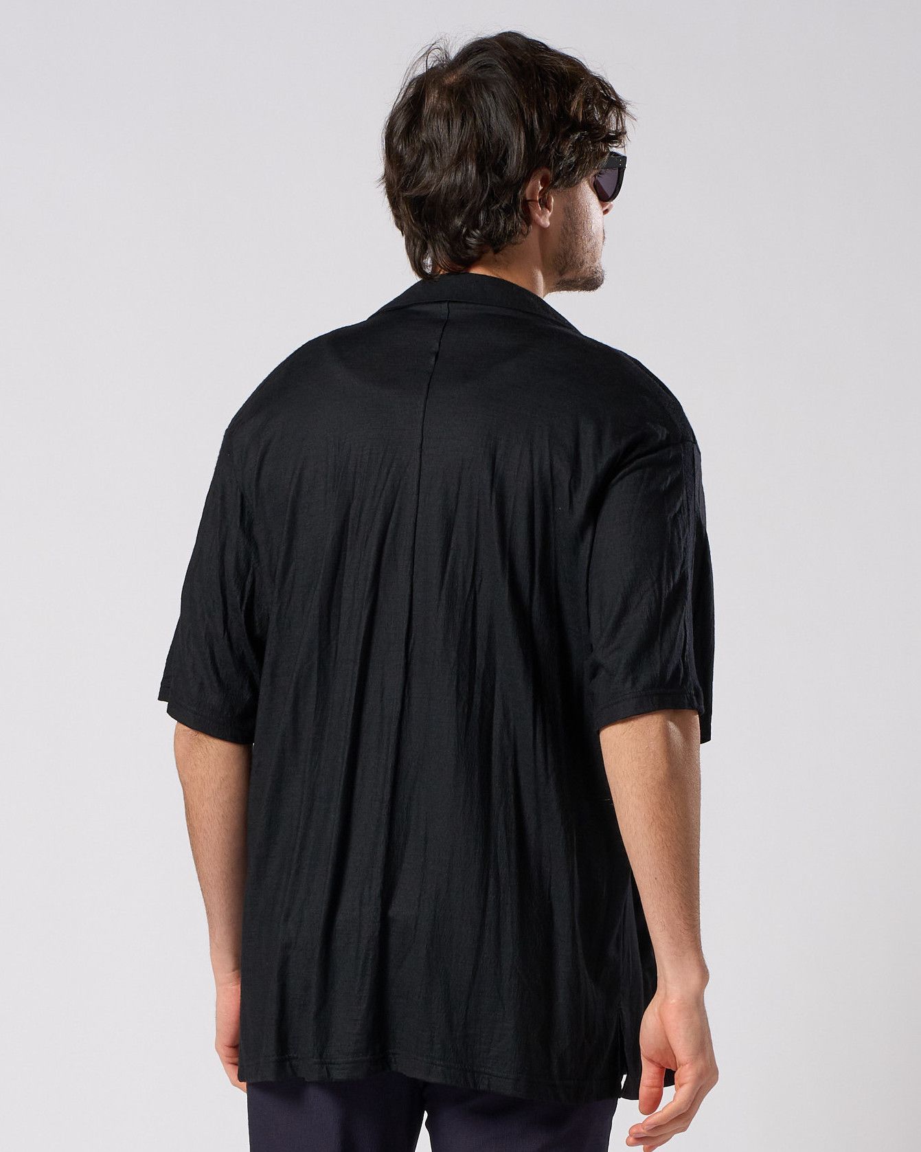 ☆先行予約☆ オープンカラーシャツ /  ex.comfy wool open collar shirt / BLACK [4910 wn08i]