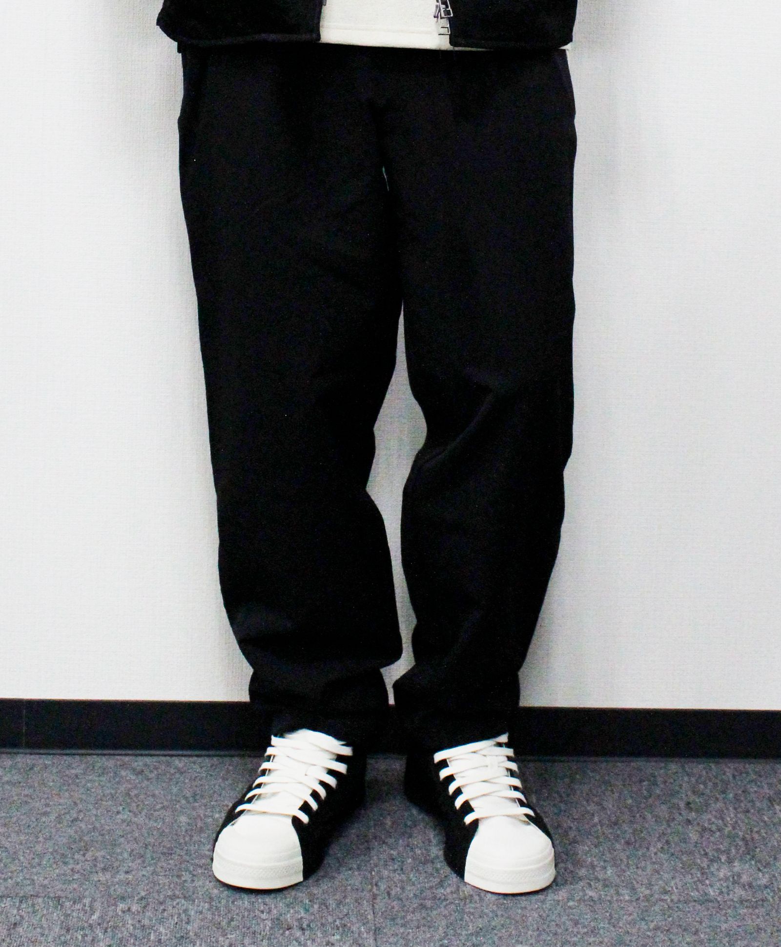 N/Peダブルクロスストレッチ ワンタックワイドパンツ / ブラック [66003]