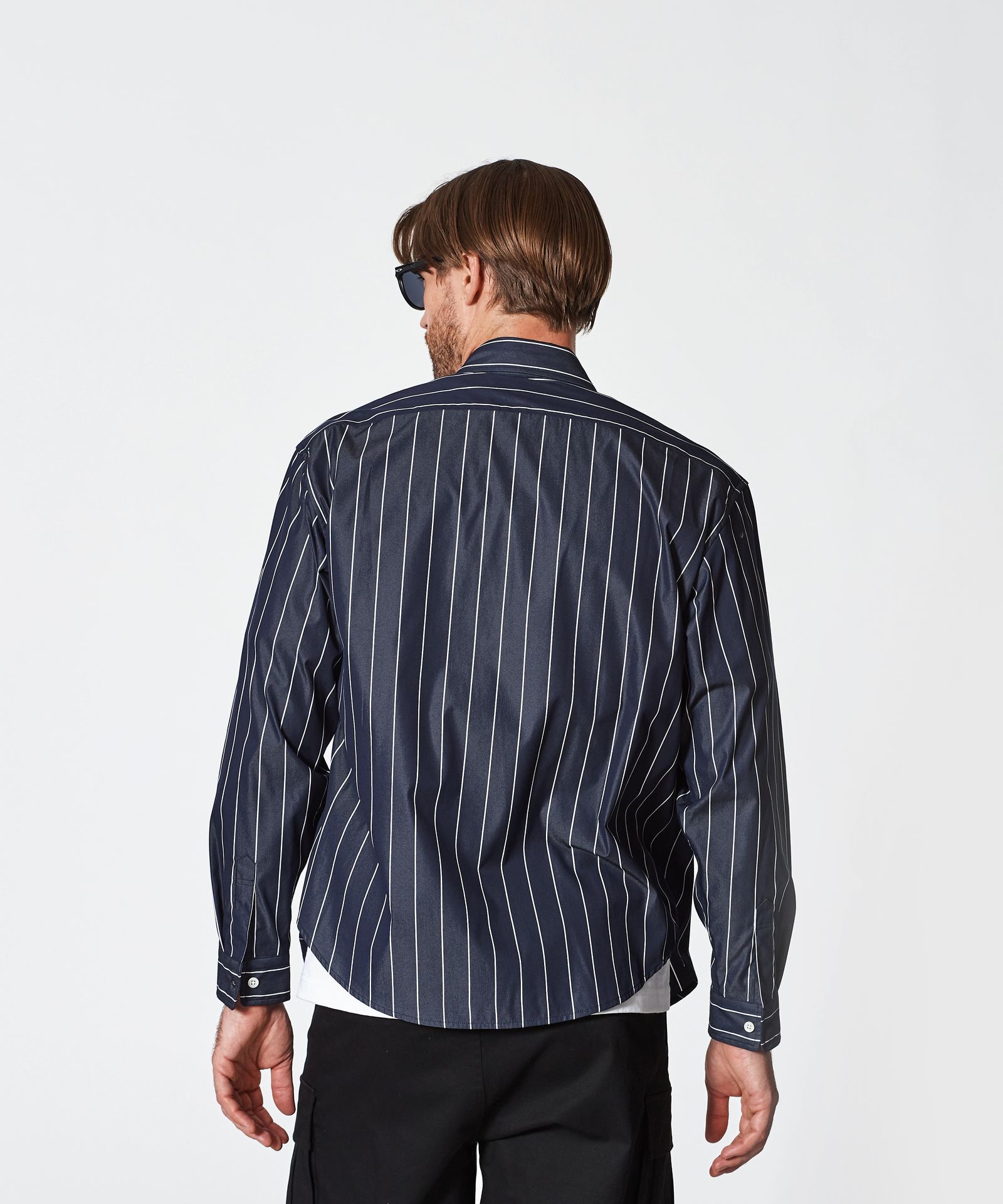 Remake Zip Up Shirt / リメイクジップシャツ / NAVY STRIPE【SH2501】