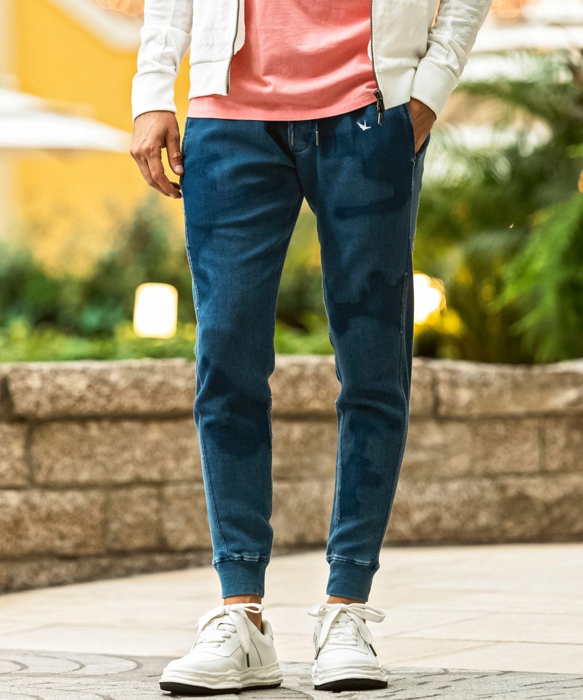 カモ柄ジョグデニムパンツ / インディゴ【USB-26060】