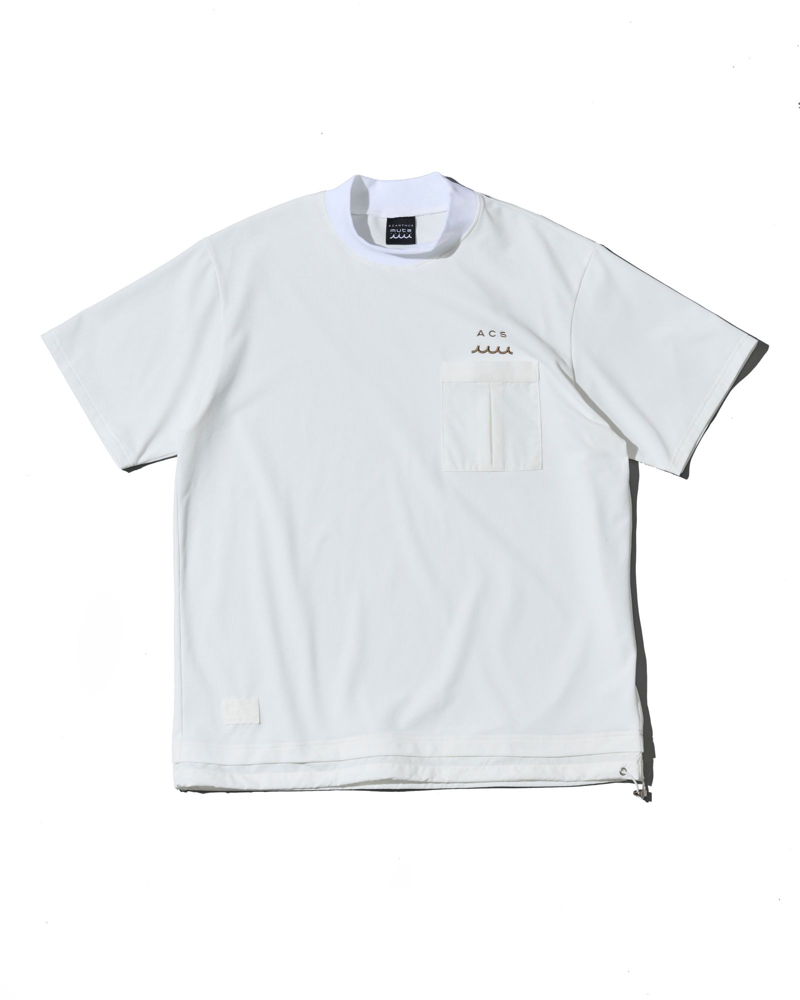 ☆先行予約☆muta MARINE × ACANTHUS  / メッシュモックネック半袖Tシャツ /  Mesh Mockneck S/S Top / WHITE【MA2714】