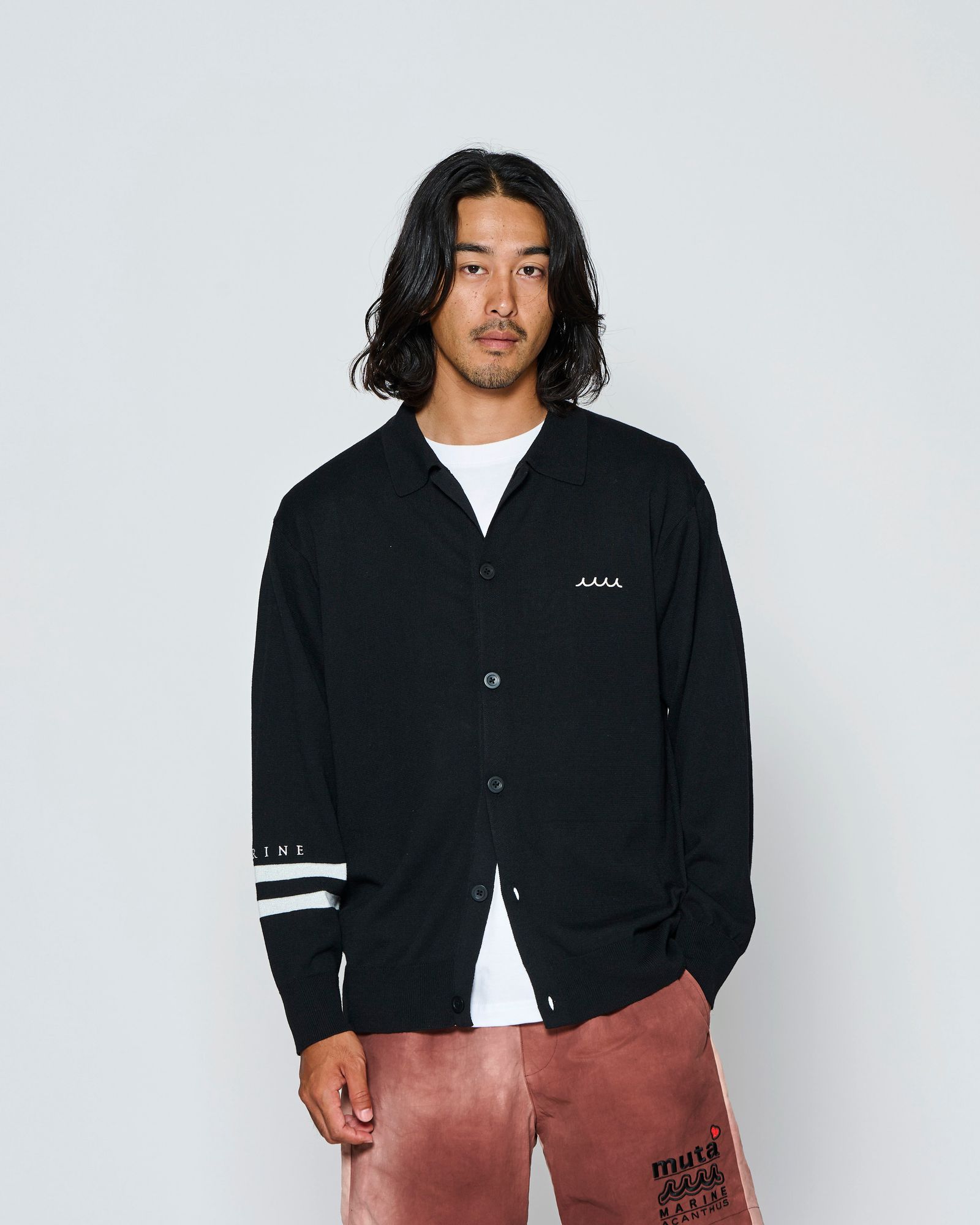 ☆先行予約☆muta MARINE × ACANTHUS  / ニットカーディガン / muta knit cardigan / BLACK【MA2725】