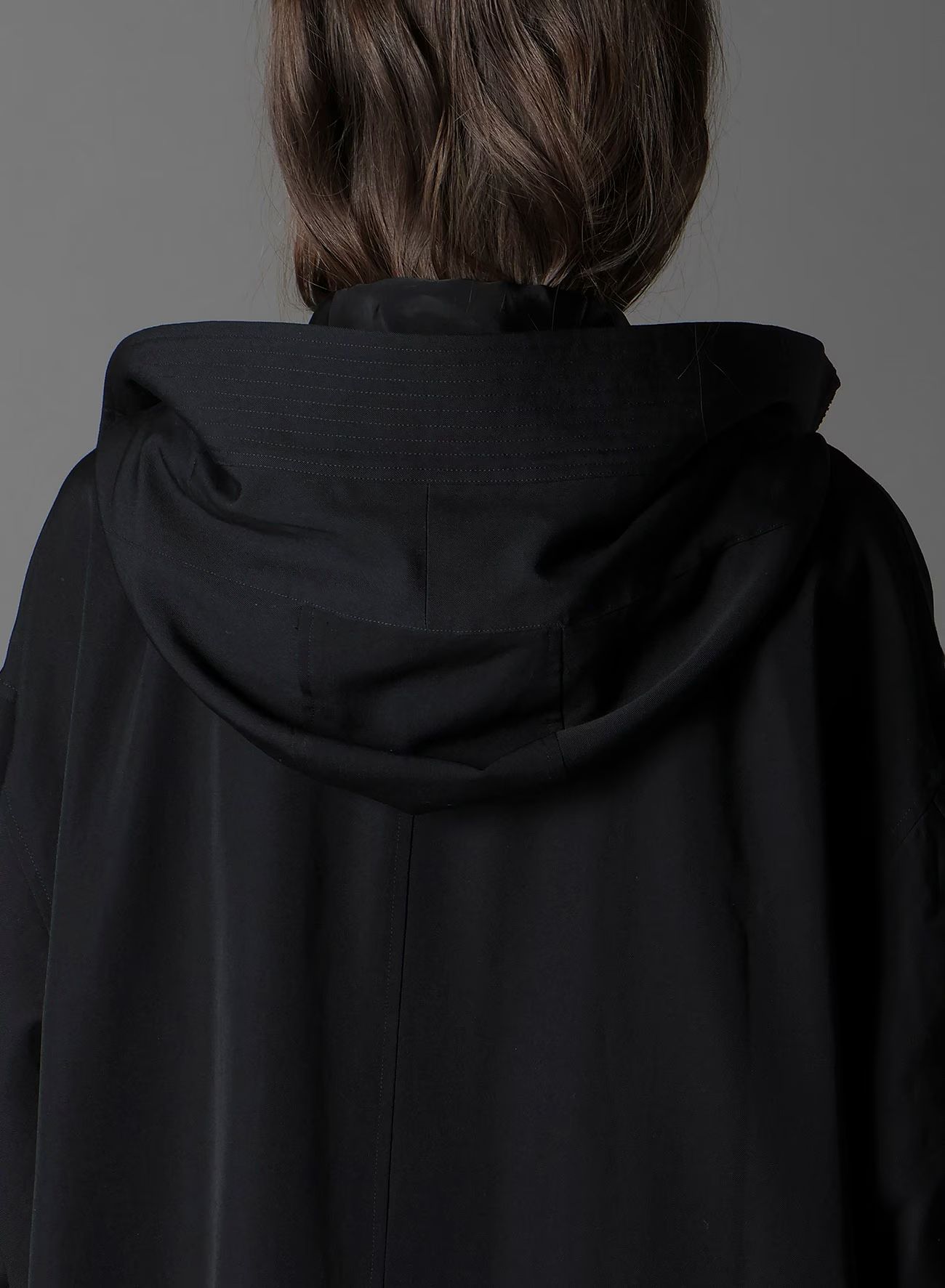 W/GABARDINE HIGH NECK HOODED MODS COAT / BLACK  [GA-C10-101-1]