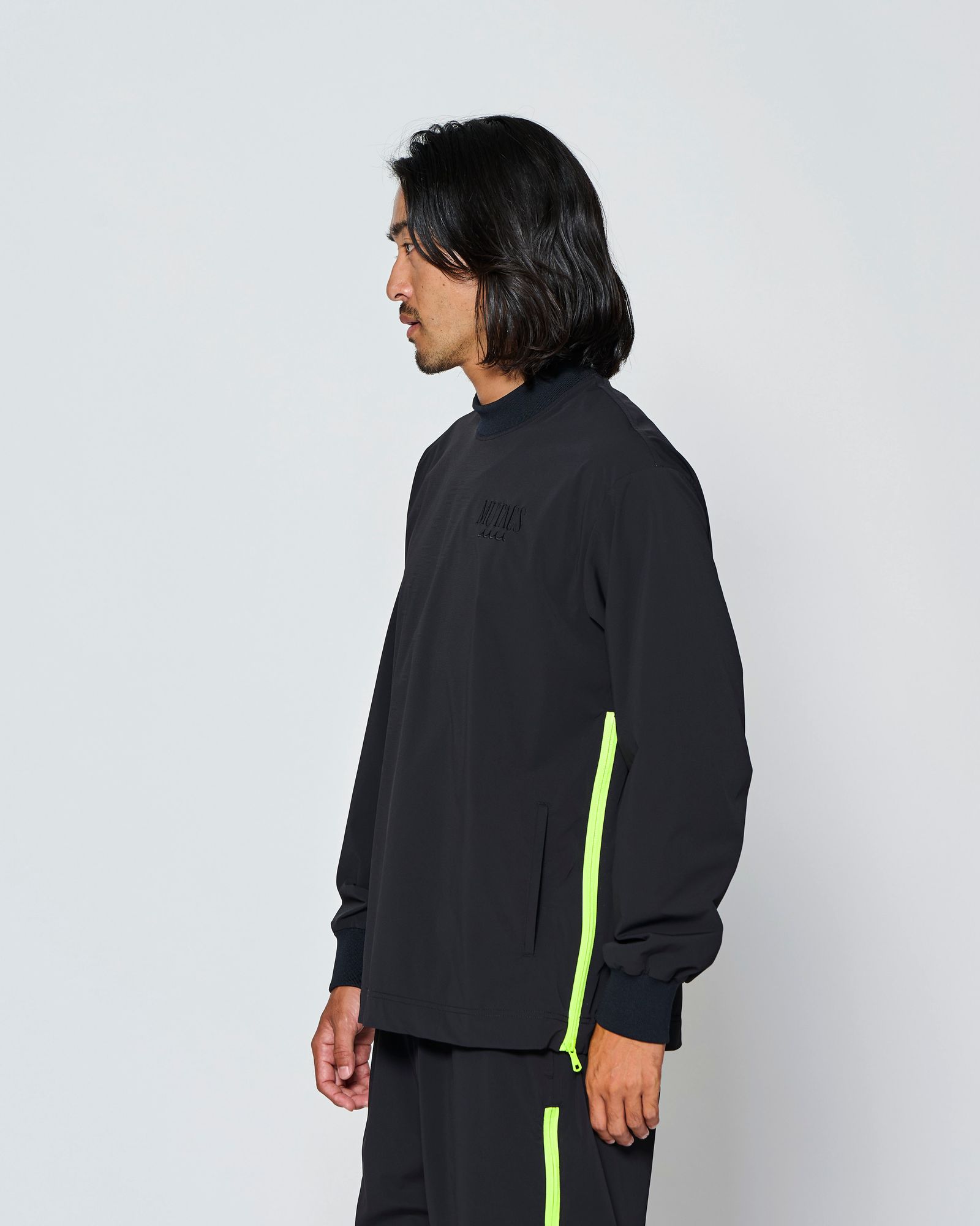 ☆先行予約☆muta MARINE × ACANTHUS  / サイドジップ長袖モックネックTシャツ /  Side Zip L/S Mock Top / BLACK【MA2706】