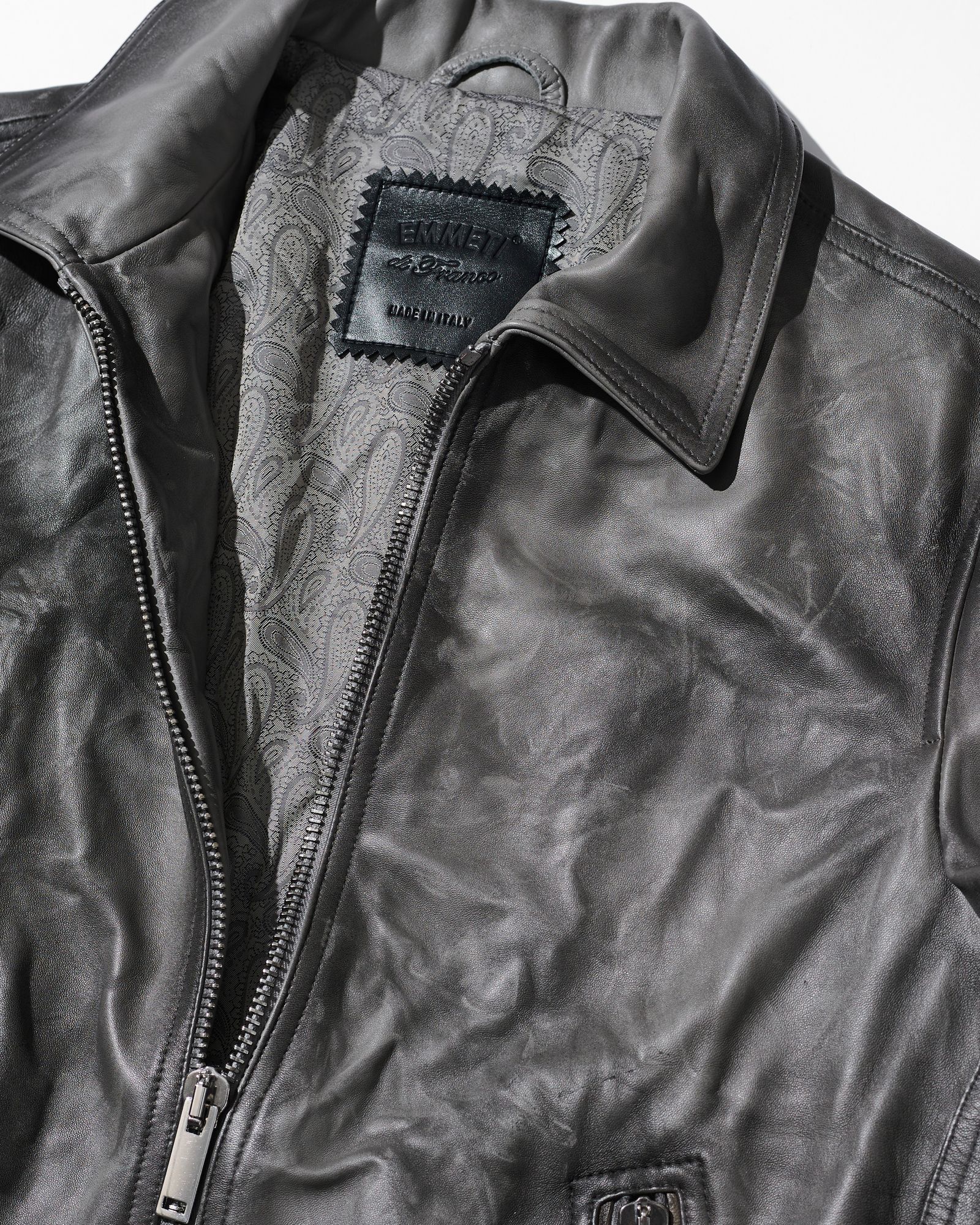 ☆先行予約販売☆ Emmeti x ACANTHUS レザージャケット /  "GIACOMO" Aged Edition  / GREY 【LM2602】