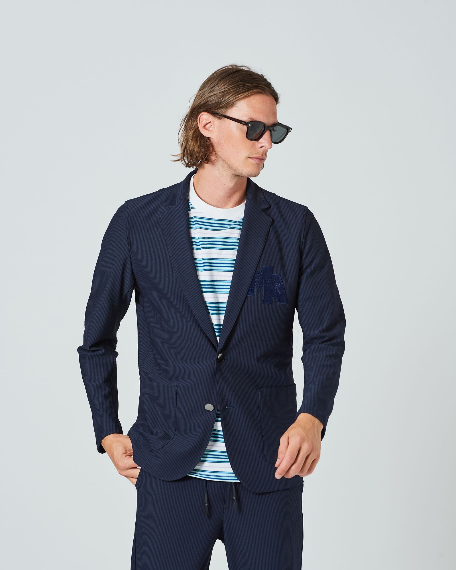 ACANTHUS x muta MARINE / muta  Stretch Seersucker Tailored JKT / シアサッカージャケット / NAVY / MA2401