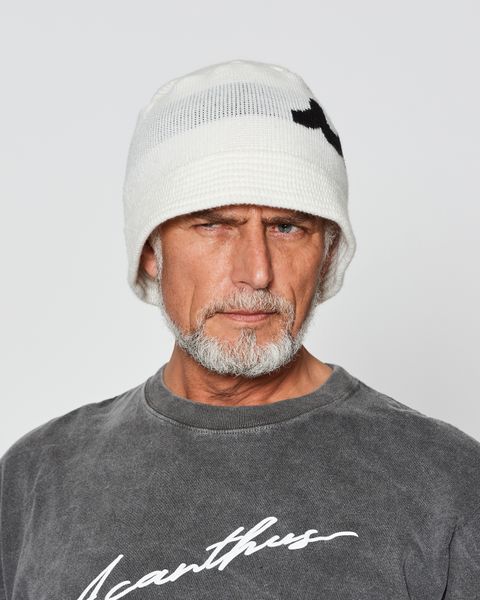 ☆先行予約販売2025年10月下旬～11月下旬頃入荷予定☆ ACANTHUS × muta MARINE / muta Wave Logo Knit Bucket Hat / ニットバケットハット / WHITE 【MA2543】
