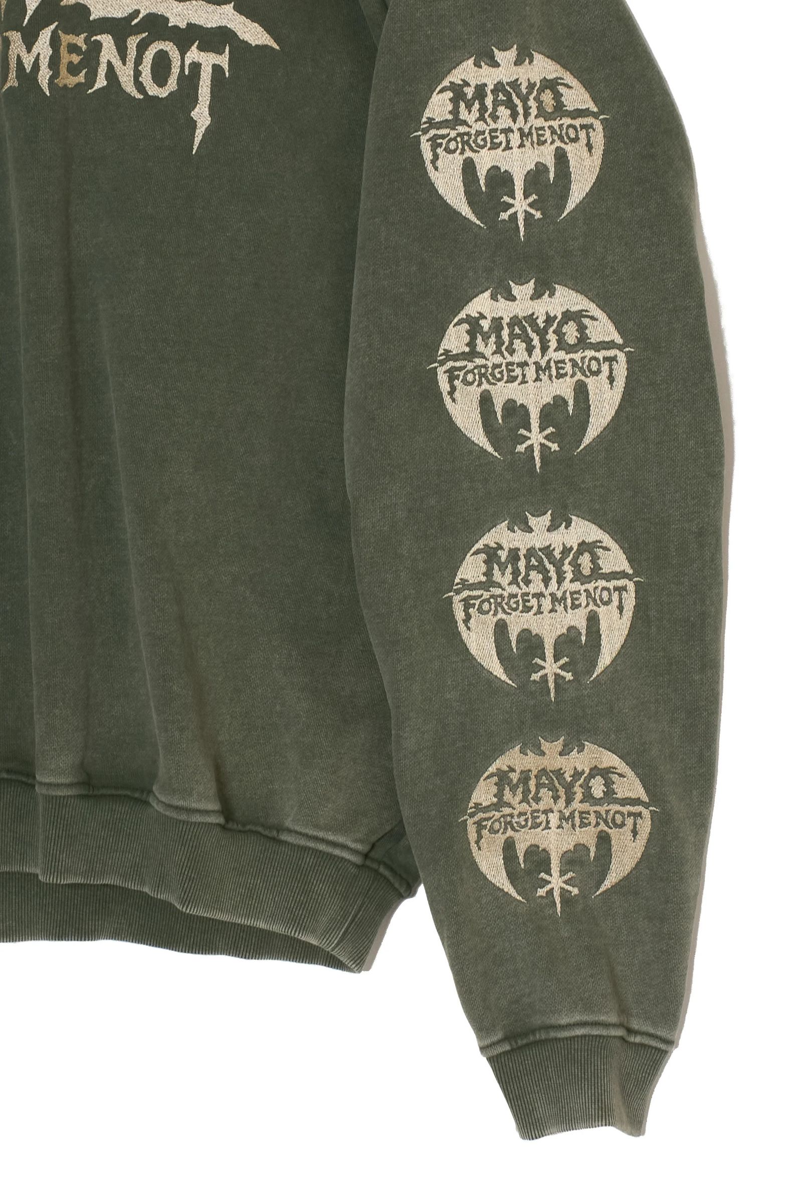 スカル 刺繍クルーネックスウェット 裏パイル / MAYO BANDANA SKULL EMBROIDERY CREW NECK SWEAT  / グリーン [26MY-STR002]