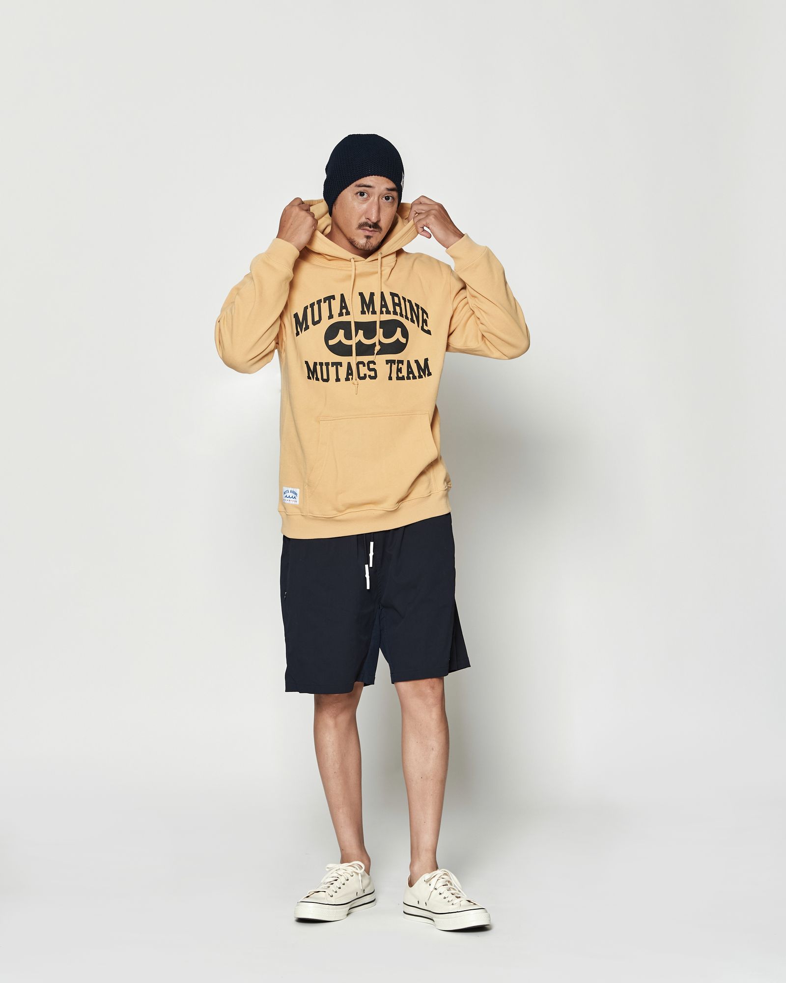 ☆先行予約☆muta MARINE × ACANTHUS  / カレッジロゴ スウェットジップフーディー / パーカー / College Logo Hooded Sweatshirt / YELLOW【MA2609】