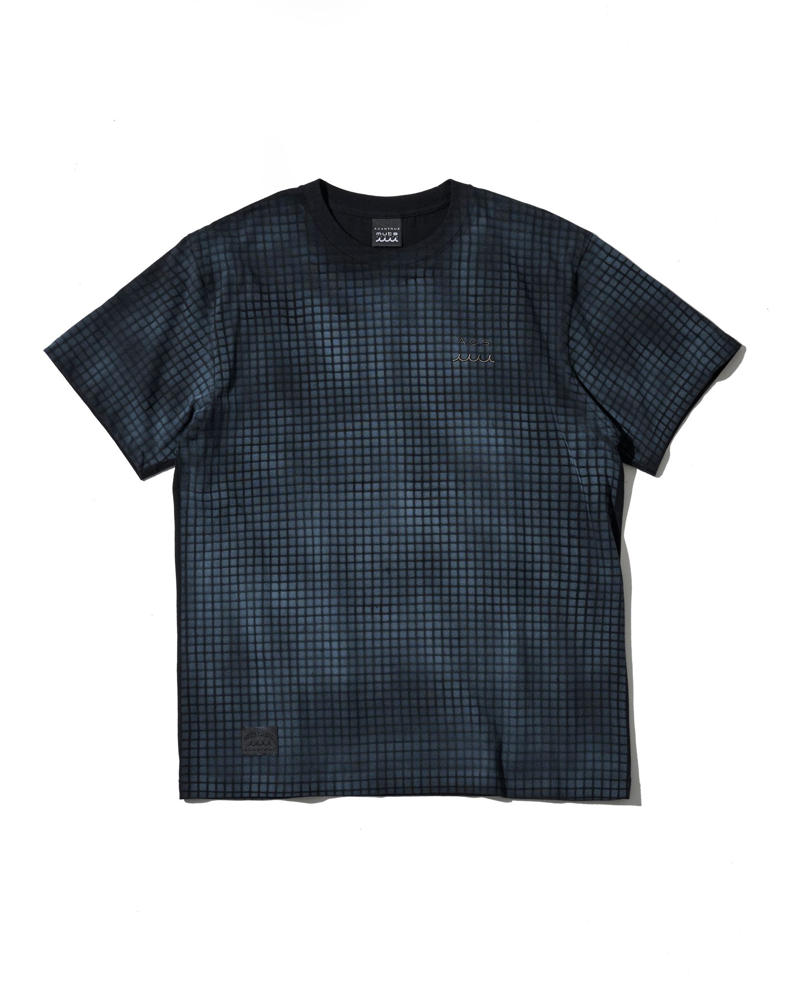 ☆先行予約☆muta MARINE × ACANTHUS  / グリッド柄プリントTシャツ /  Grid Print Tee / BLACK【MA2718】