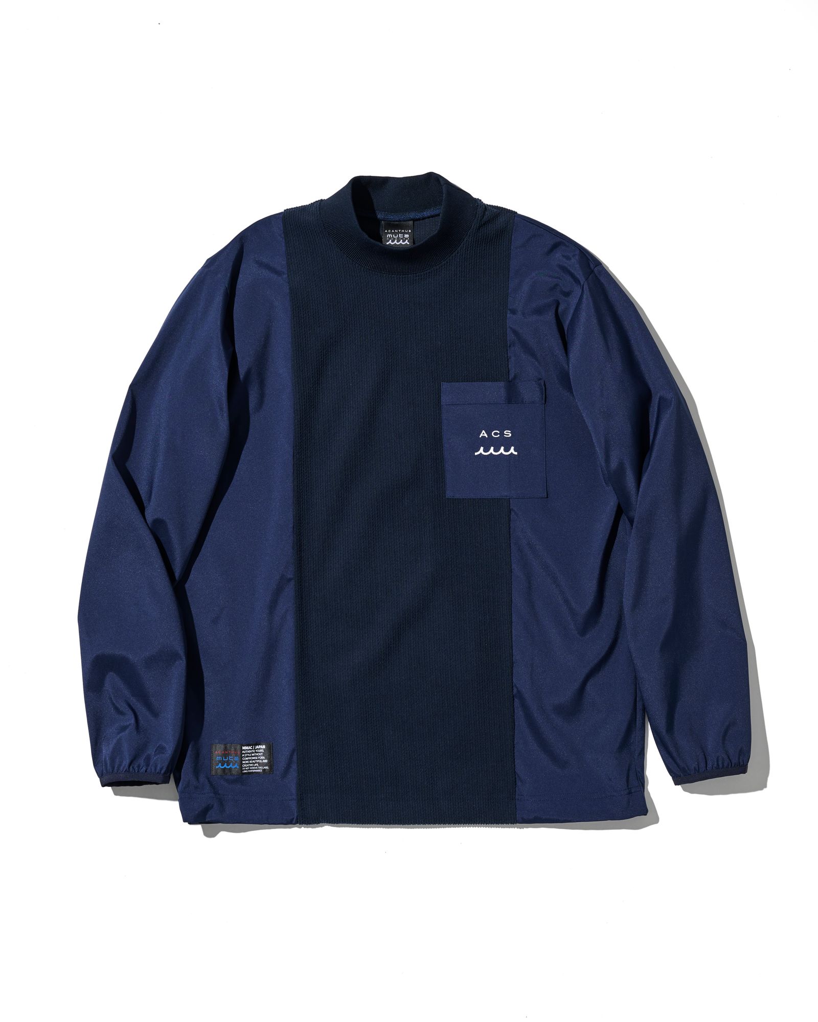 ☆先行予約☆ muta MARINE × ACANTHUS / モックネックロングスリーブトップ / Split Mockneck L/S Top / NAVY 【MA2658】