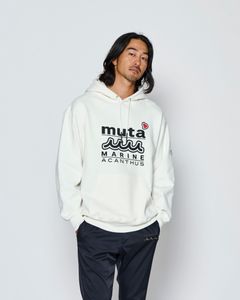 ☆先行予約☆muta MARINE × ACANTHUS  / Wネームロゴフーディー / プルオーバーパーカー /  W-name logo hoodie / WHITE【MA2726】