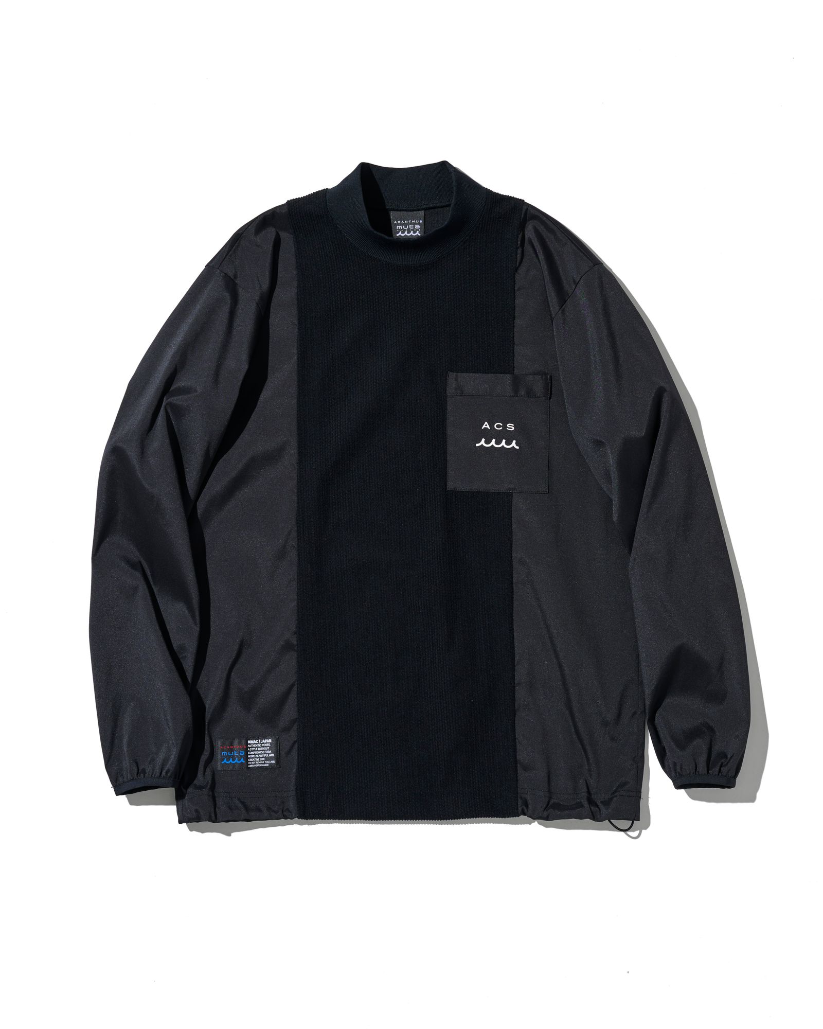 ☆先行予約☆ muta MARINE × ACANTHUS / モックネックロングスリーブトップ / Split Mockneck L/S Top / BLACK 【MA2658】