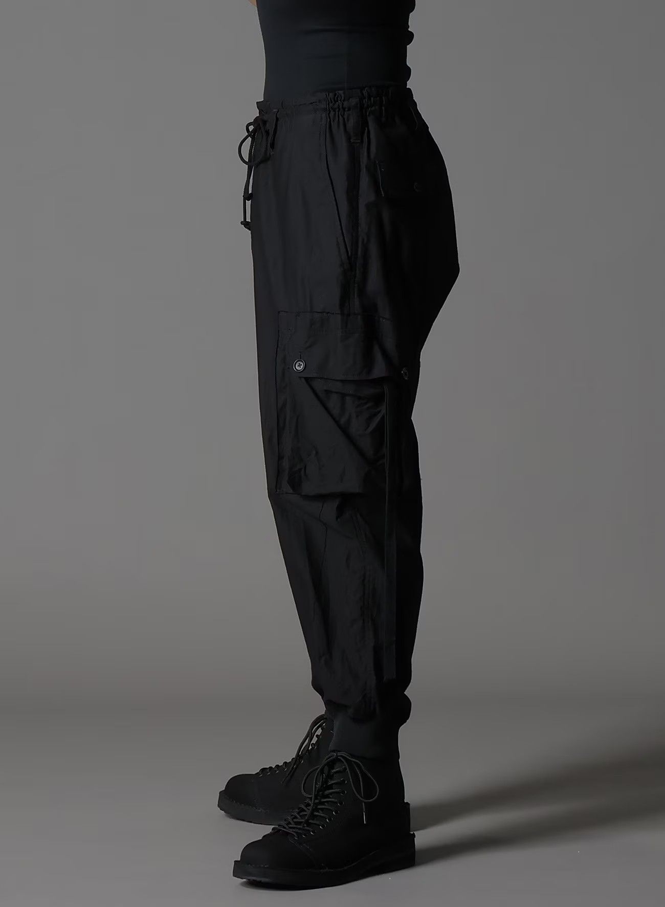 Ground Y - COTTON TWILL STANDARD RIBBED HEM CARGO / BLACK